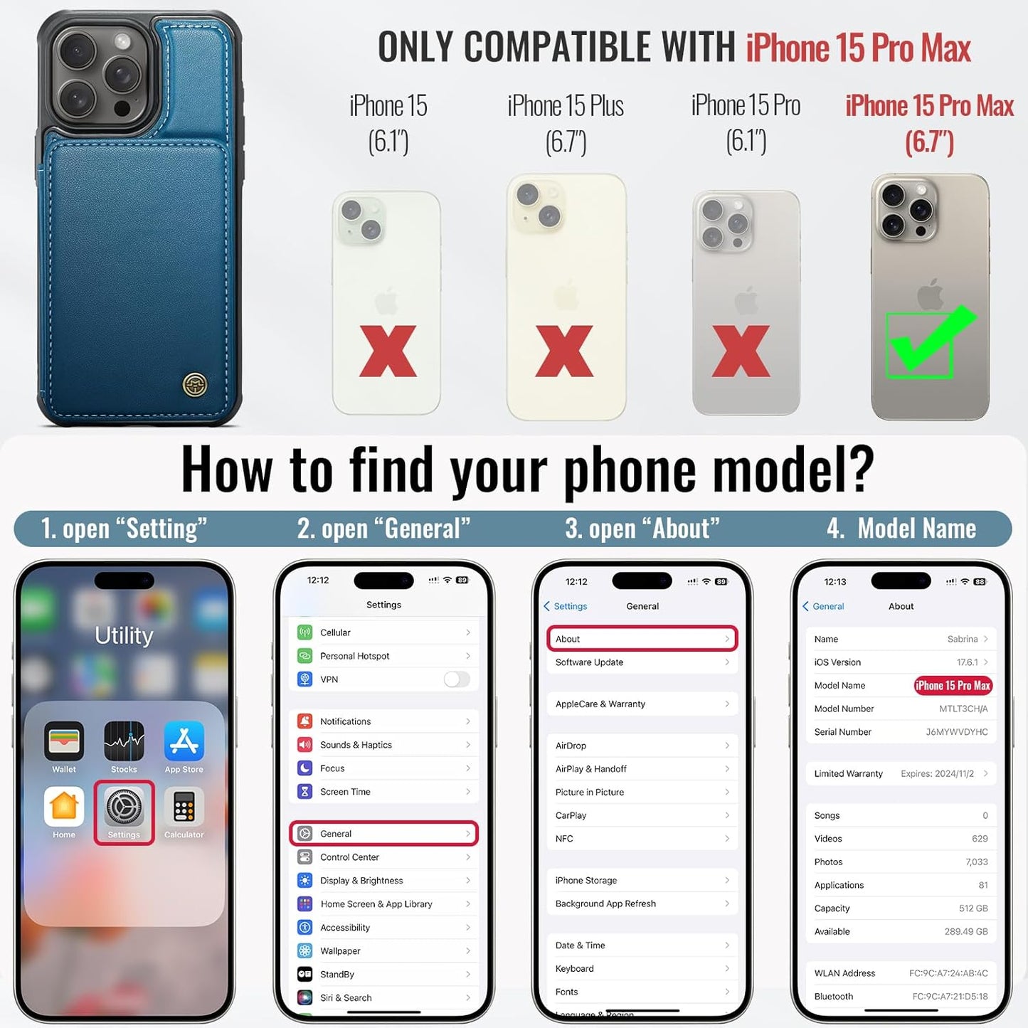 Vinich Apple iPhone 15 Pro Max - Blue