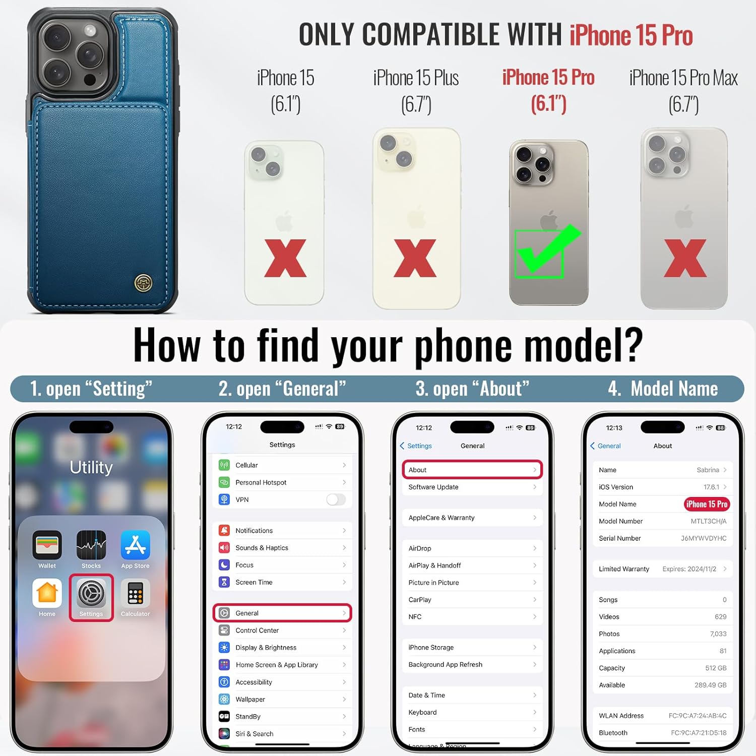 Vinich Apple iPhone 15 Pro - Blue