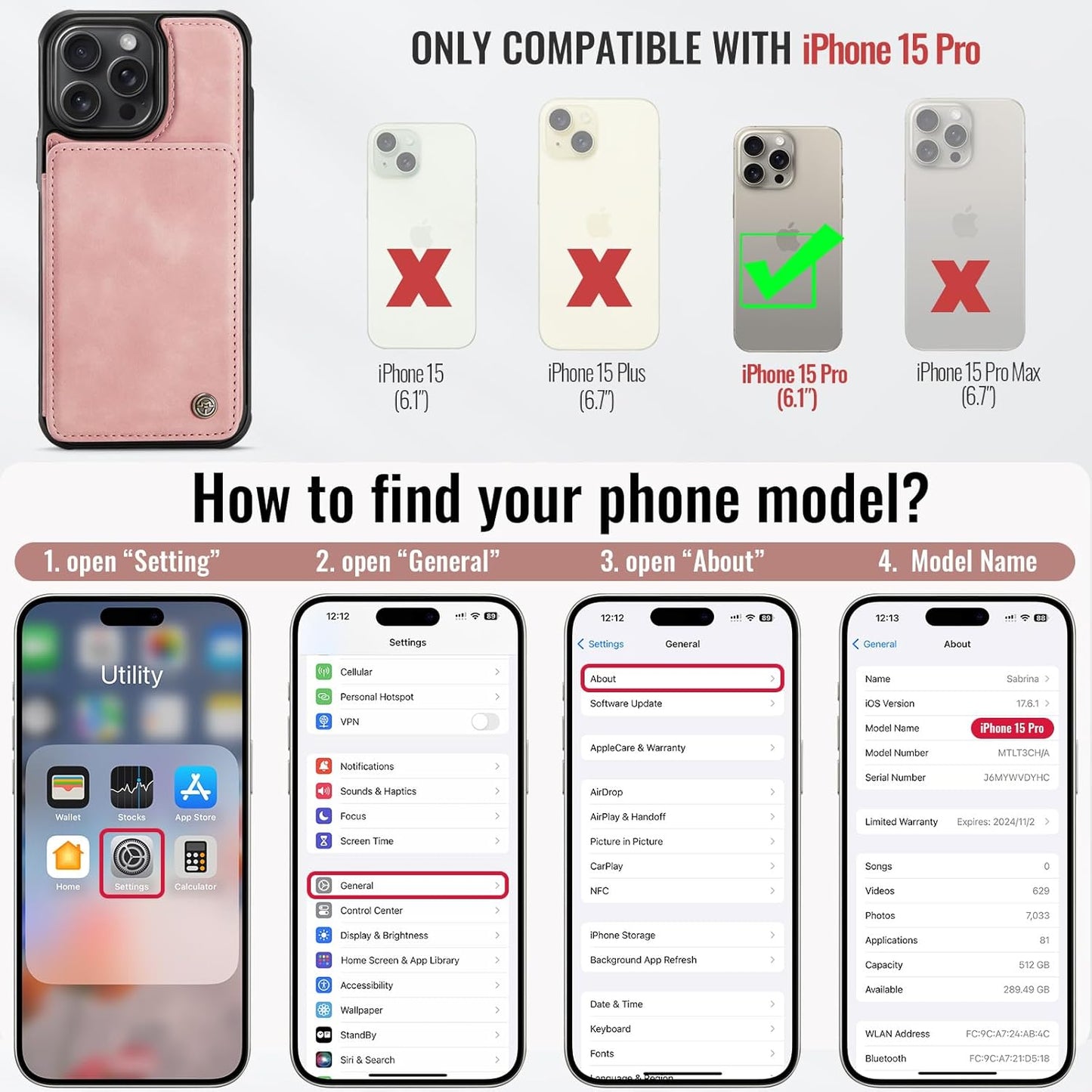 Vinich Apple iPhone 15 Pro - Rose Pink