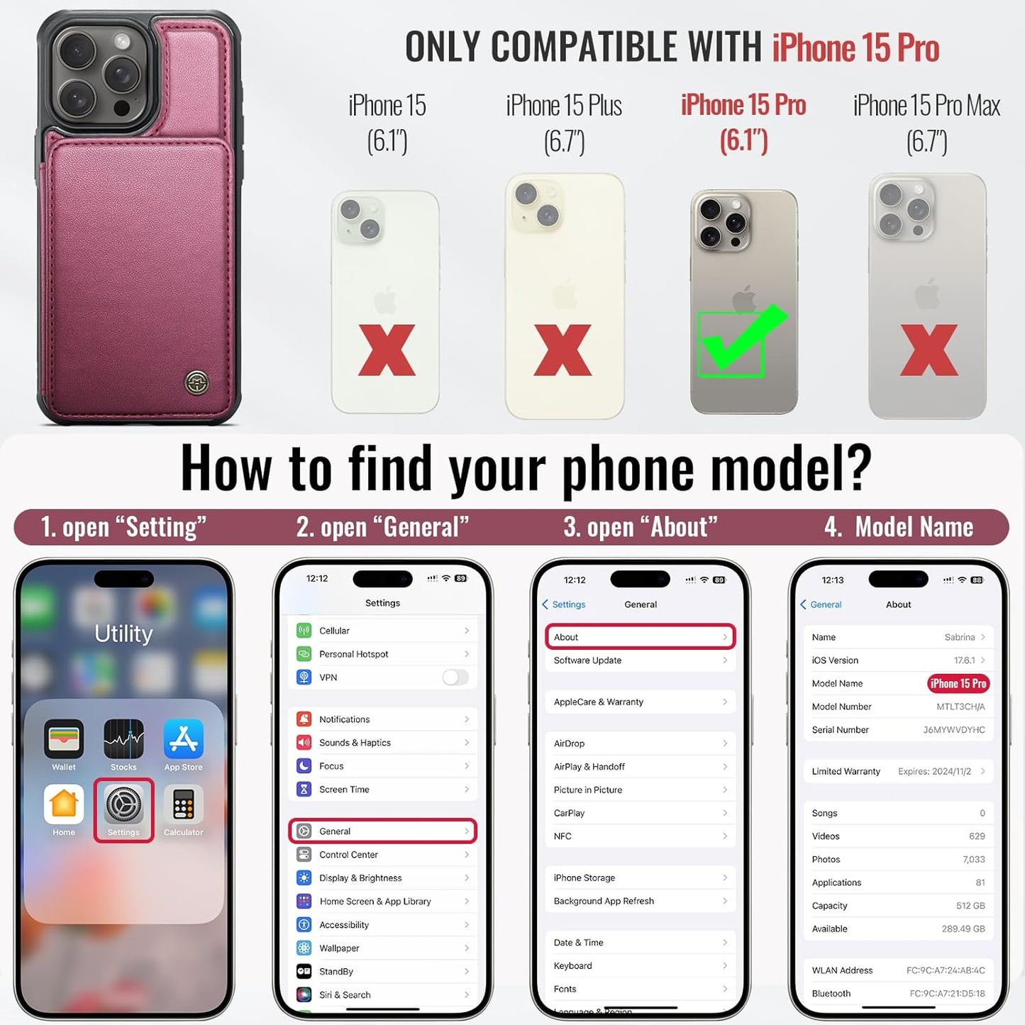 Vinich Apple iPhone 15 Pro - Wine Red