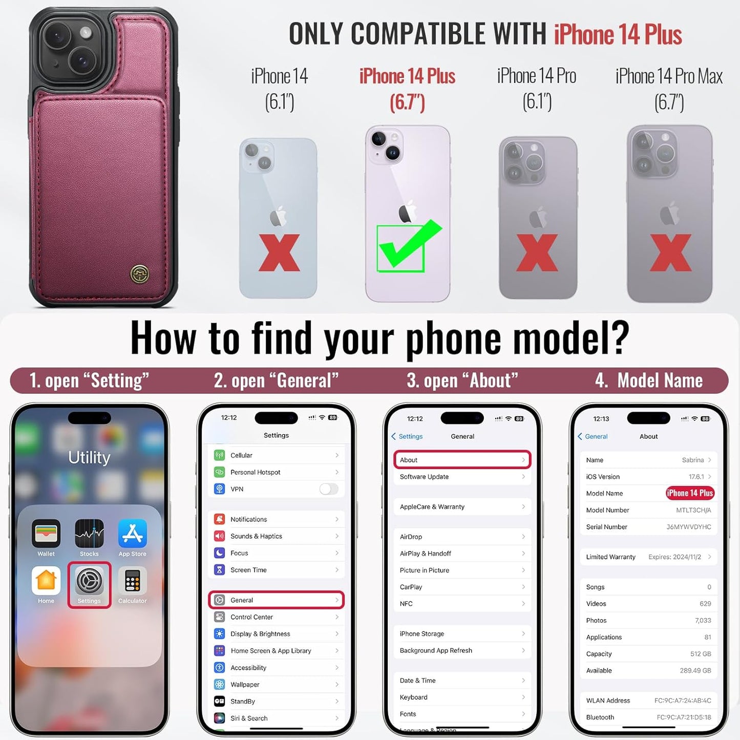 Vinich Apple iPhone 14 Plus - Wine Red