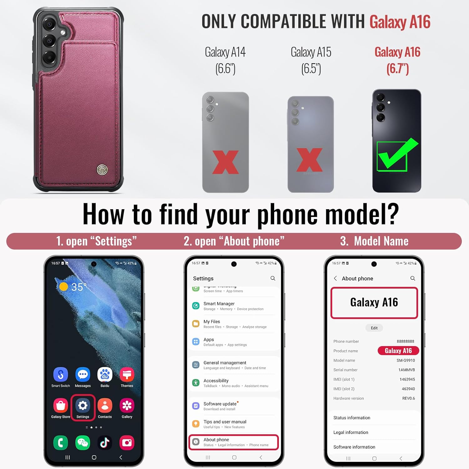 Vinich Samsung Galaxy A17 - Burgundy