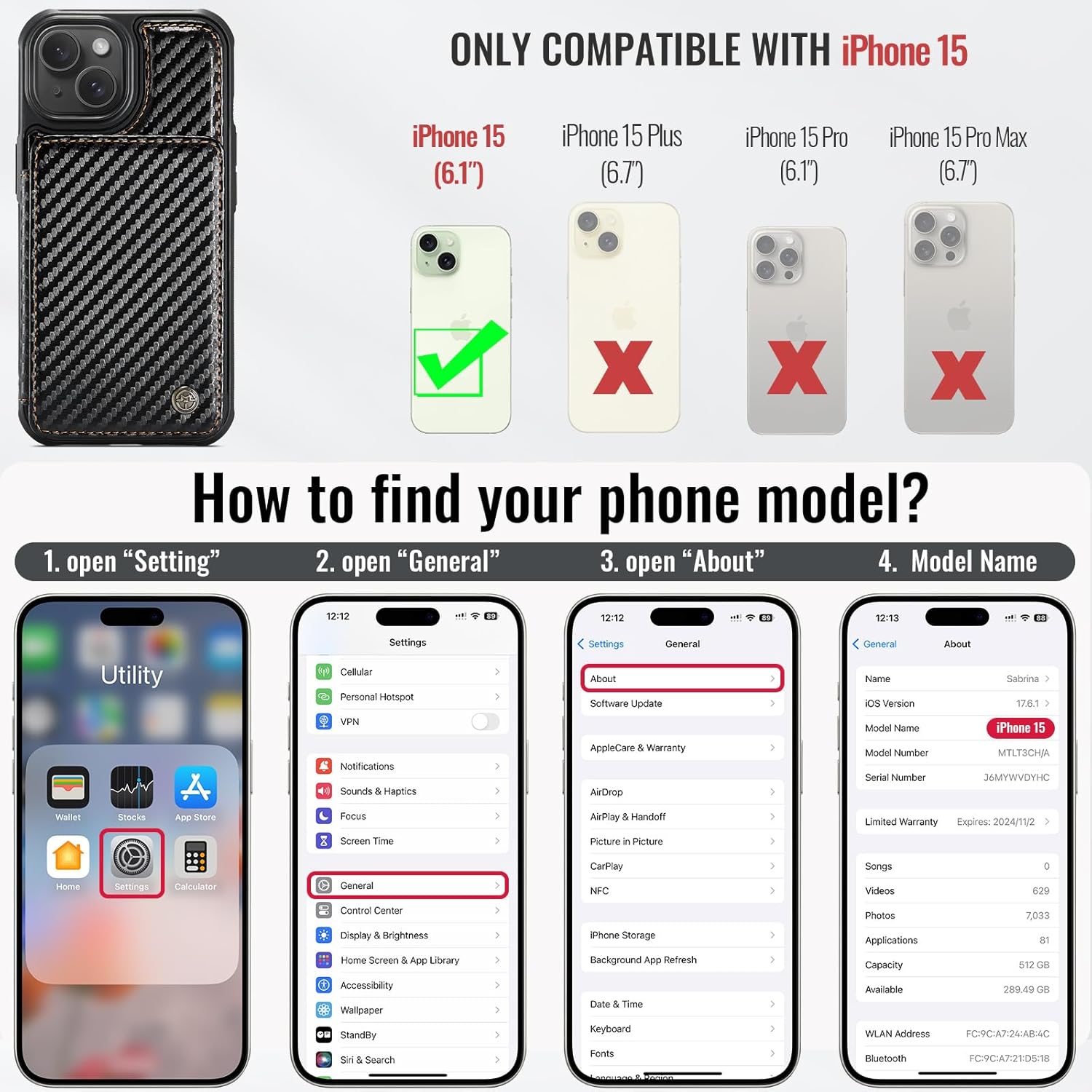 Vinich Apple iPhone 15 - Carbon Black