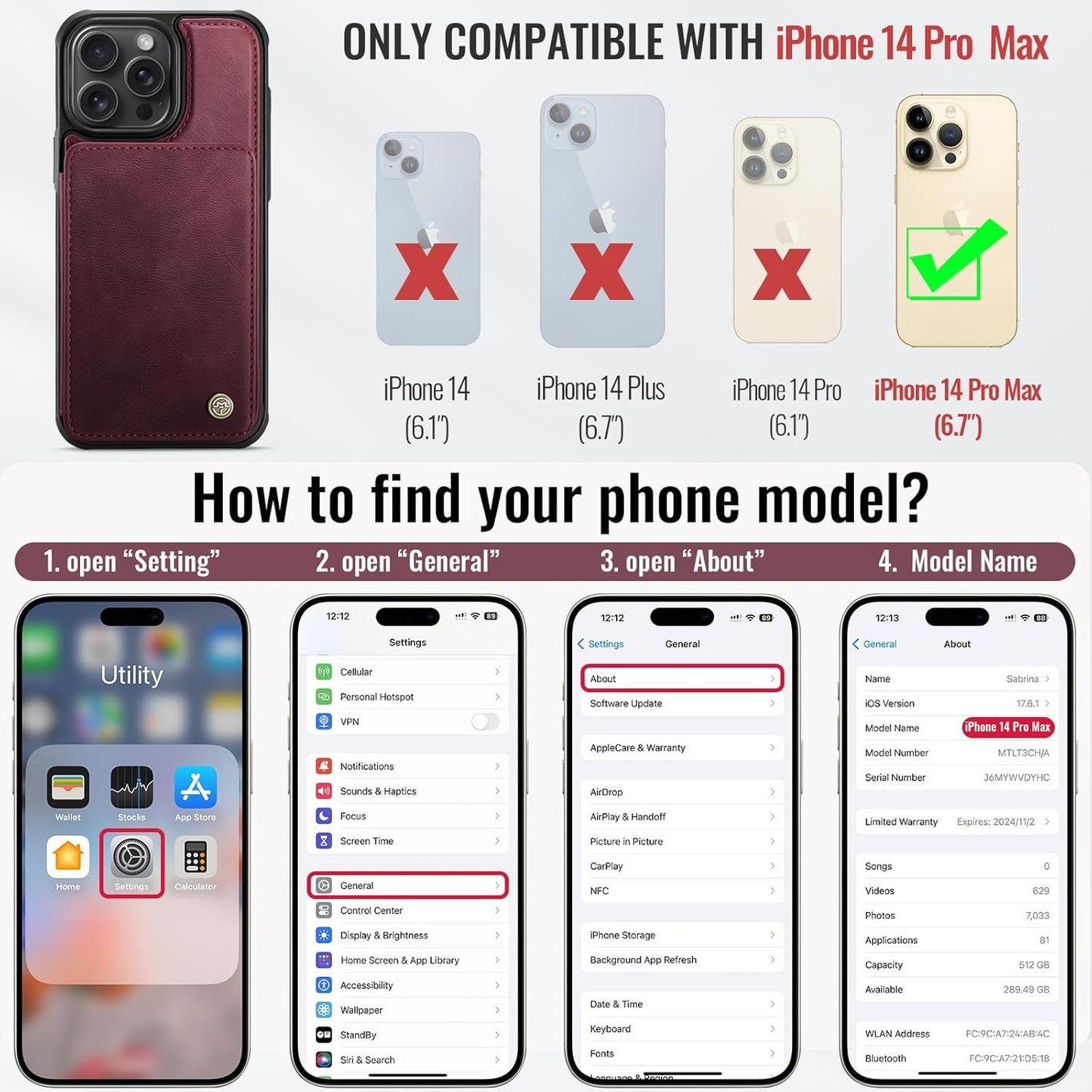 Vinich Apple iPhone 14 Pro Max - Burgundy