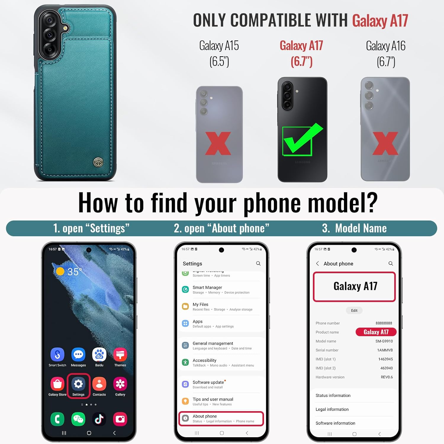 Vinich Samsung Galaxy A17 - Bluish Green