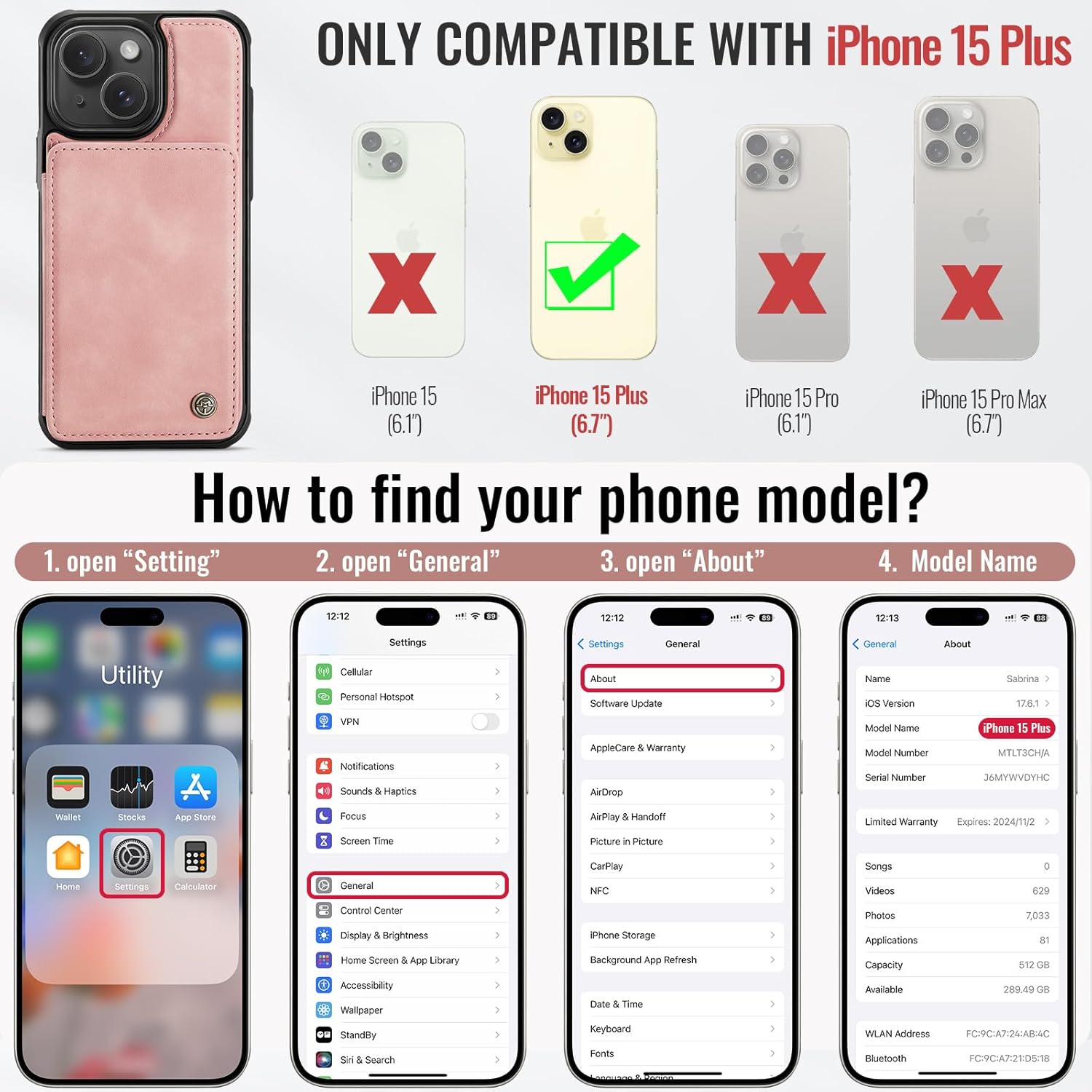 Vinich Apple iPhone 15 Plus - Rose Pink