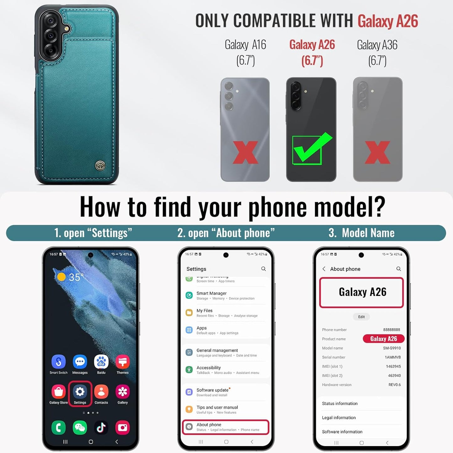 Vinich Samsung Galaxy A26 - Bluish Green