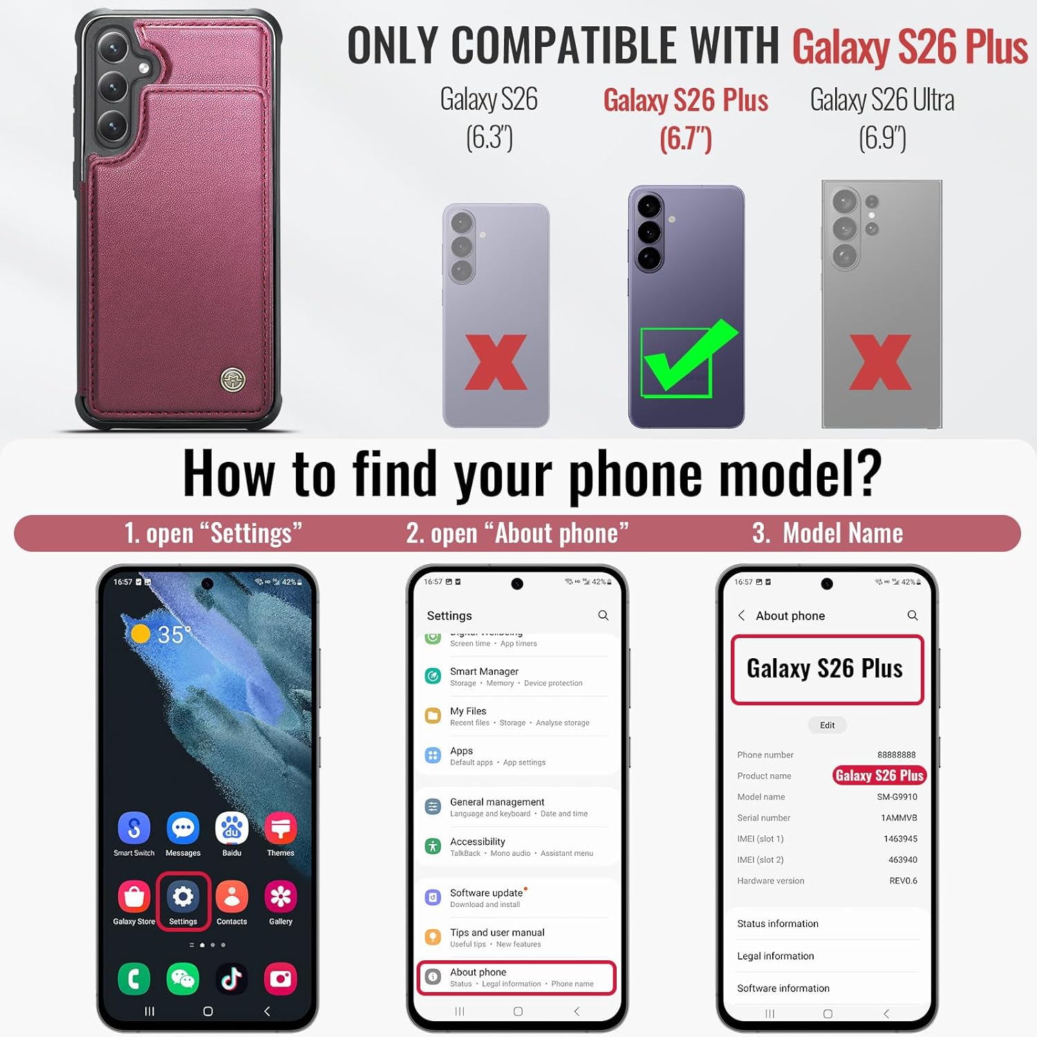 Vinich Samsung Galaxy S26 Plus - Wine Red