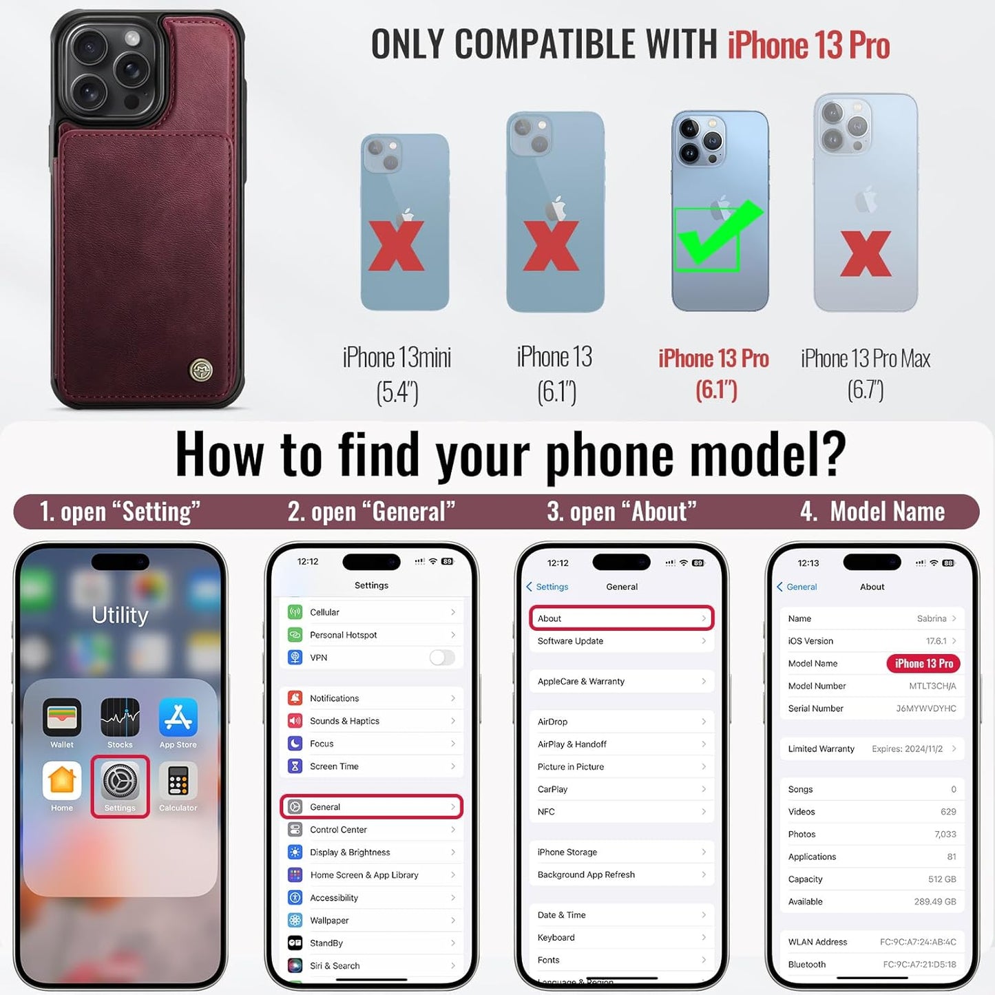 Vinich Apple iPhone 13 Pro - Burgundy