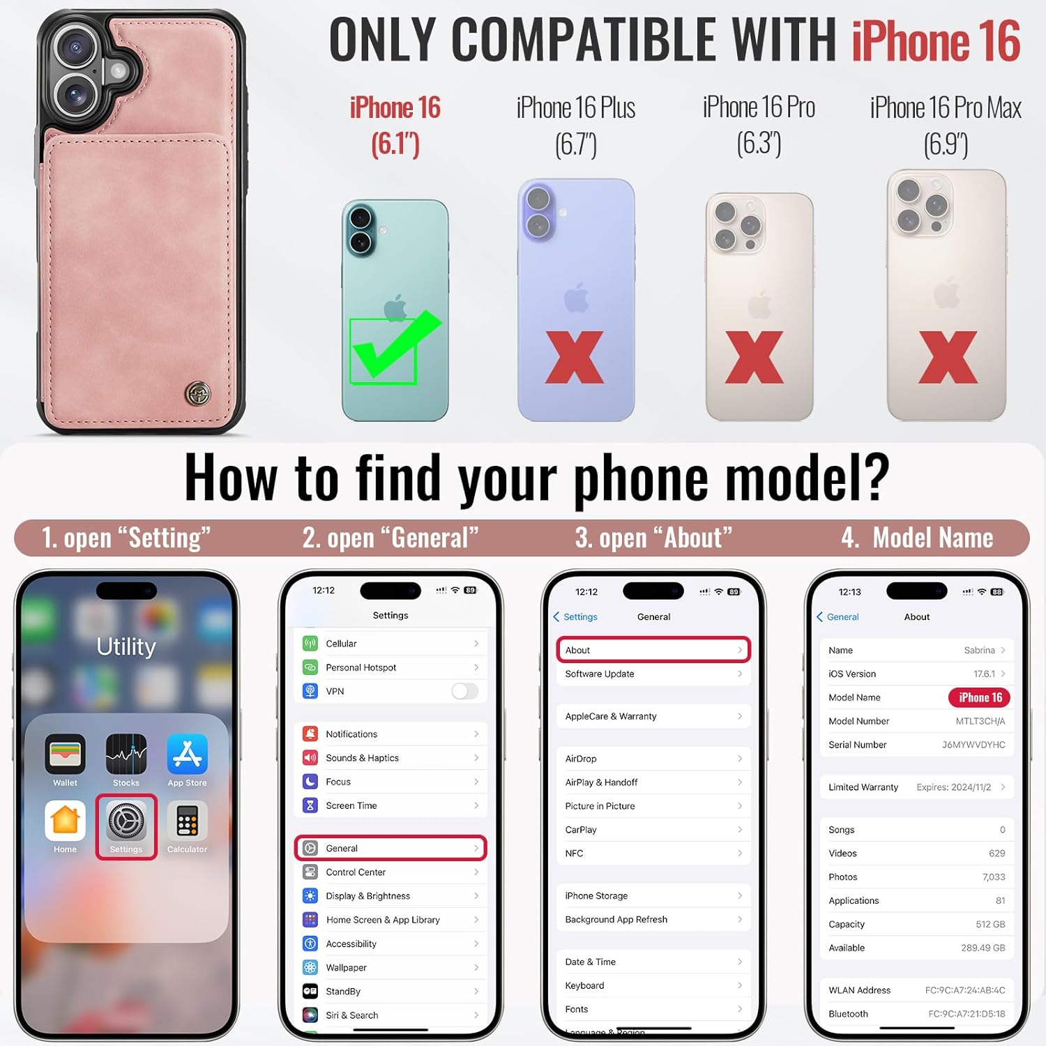 Vinich Apple iPhone 16 - Rose Pink