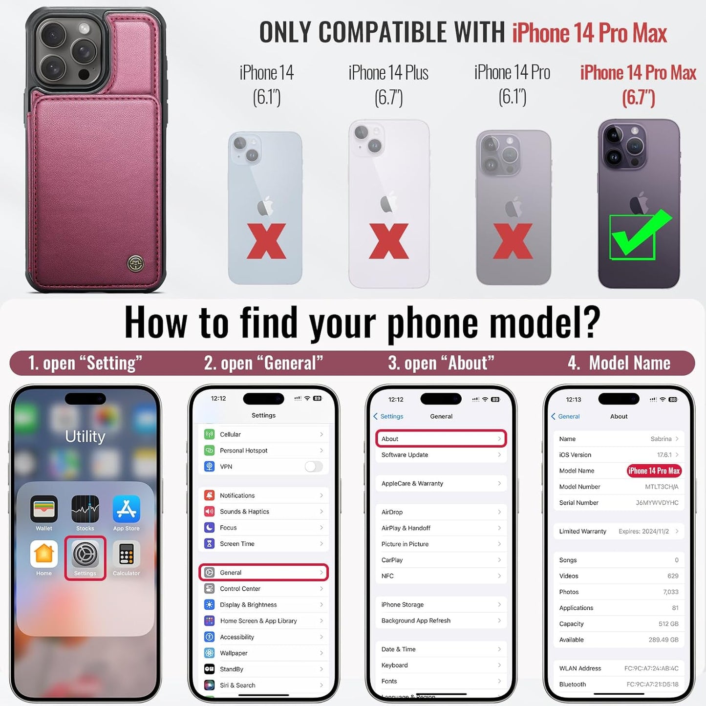 Vinich Apple iPhone 14 Pro Max - Wine Red