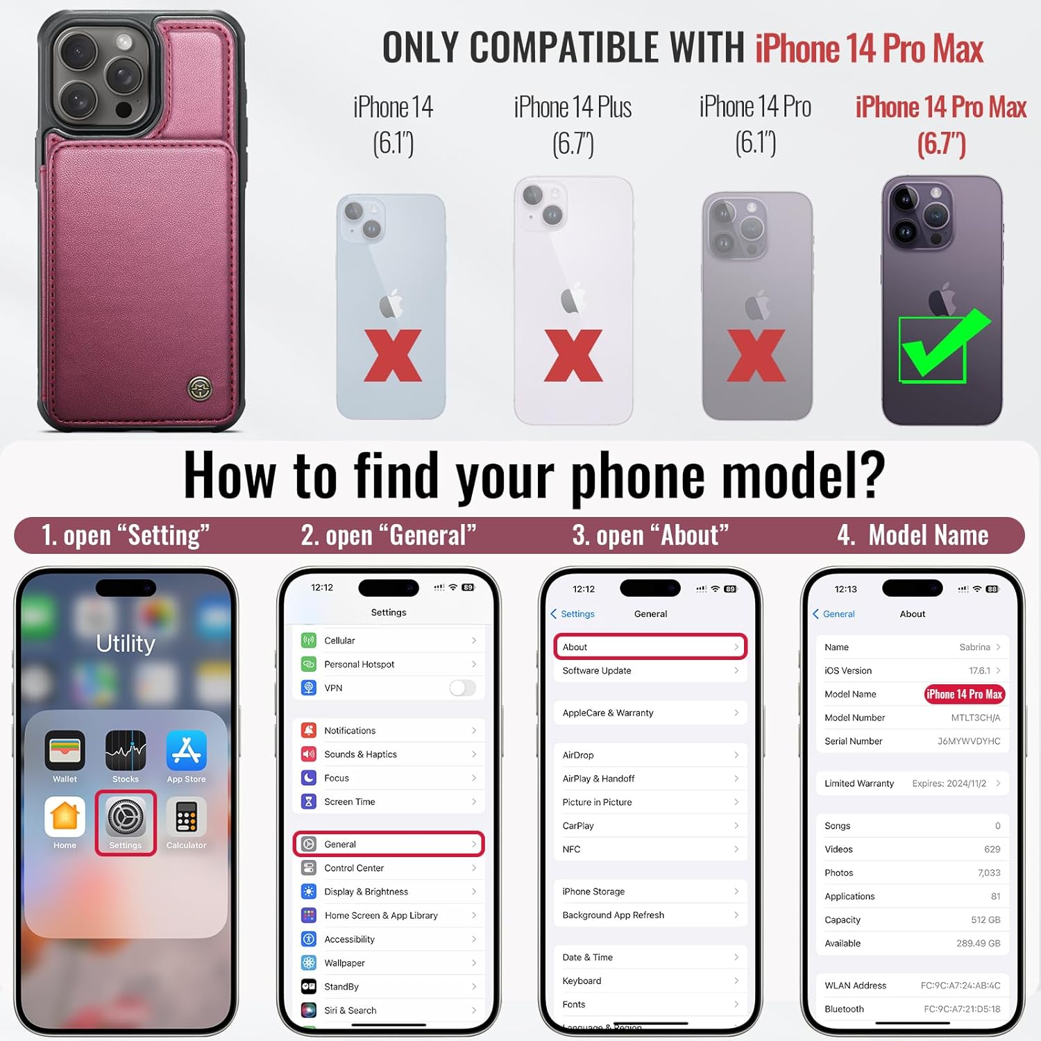 Vinich Apple iPhone 14 Pro Max - Wine Red