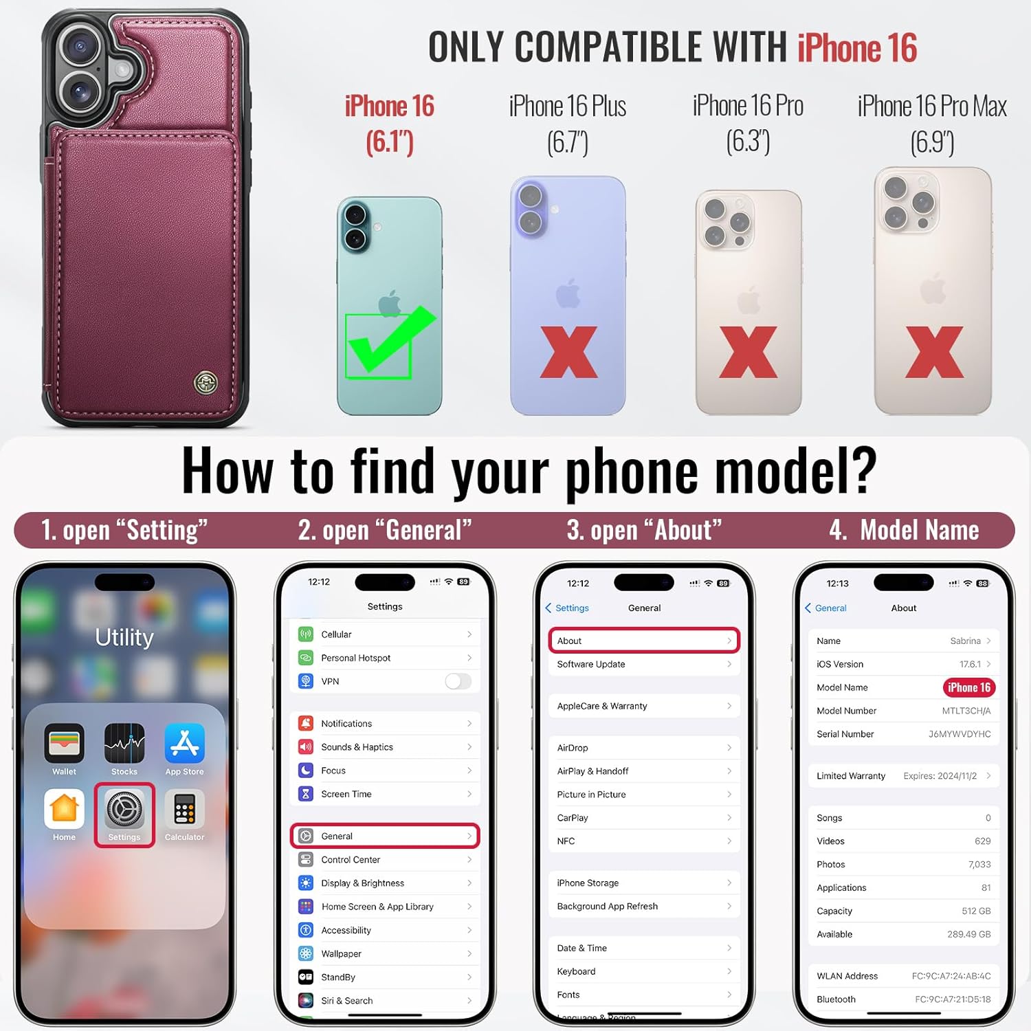 Vinich Apple iPhone 16 - Wine Red