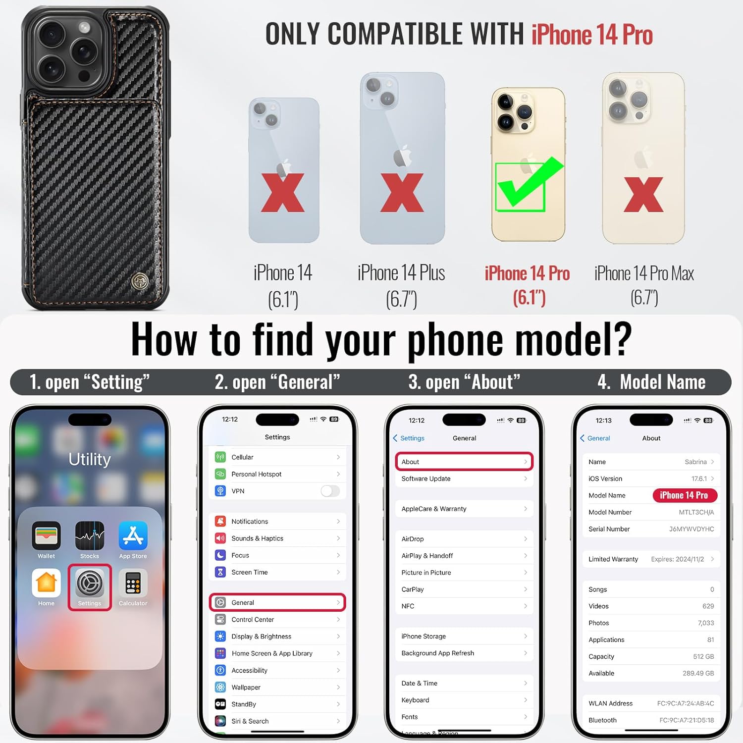 Vinich Apple iPhone 14 Pro - Carbon Black