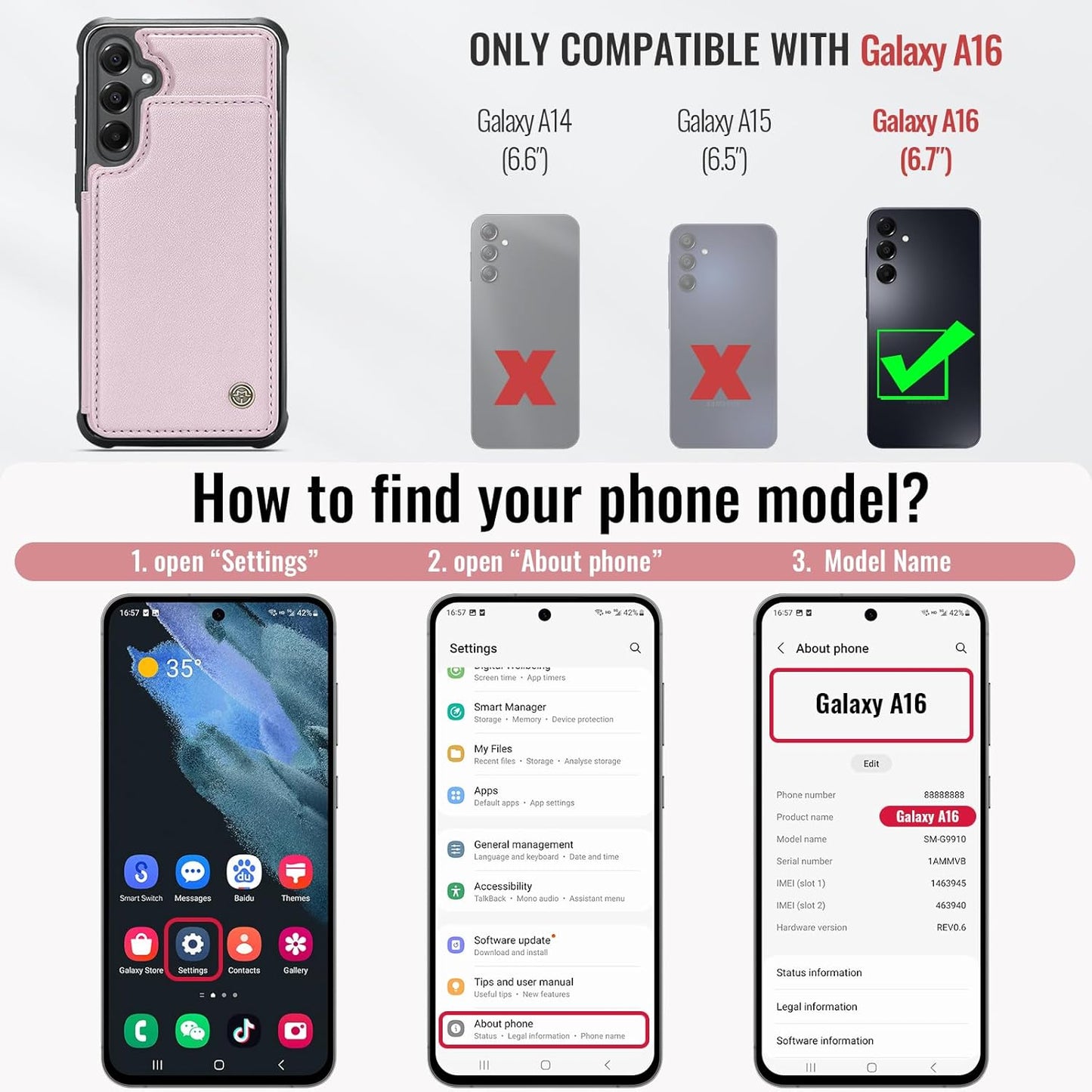 Vinich Samsung Galaxy A16 - Pink