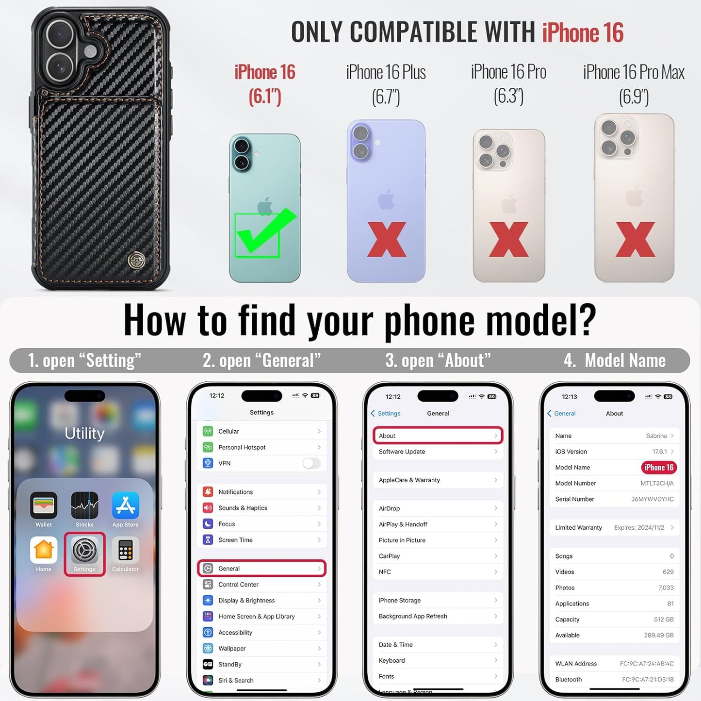 Vinich Apple iPhone 16 - Carbon Black