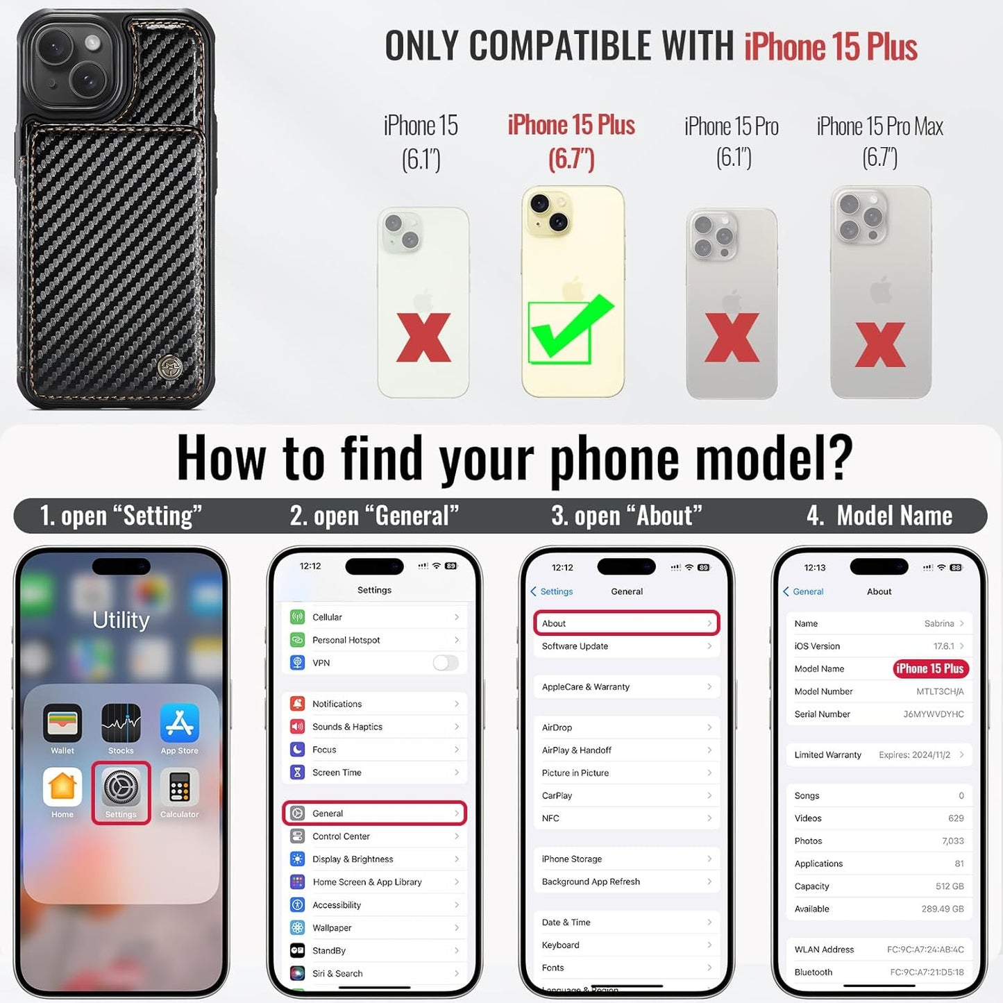 Vinich Apple iPhone 15 Plus - Carbon Black