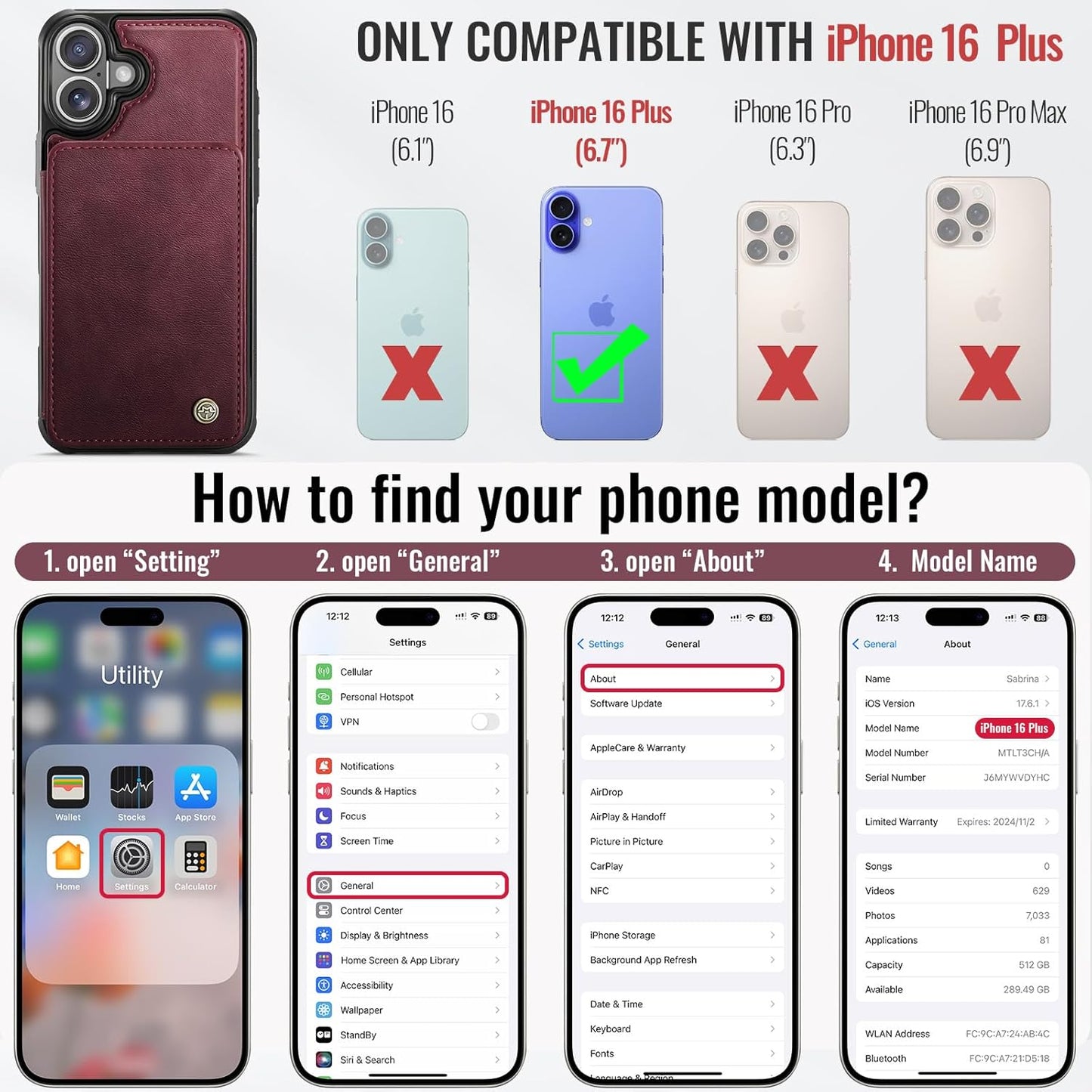 Vinich Apple iPhone 16 Plus - Burgundy