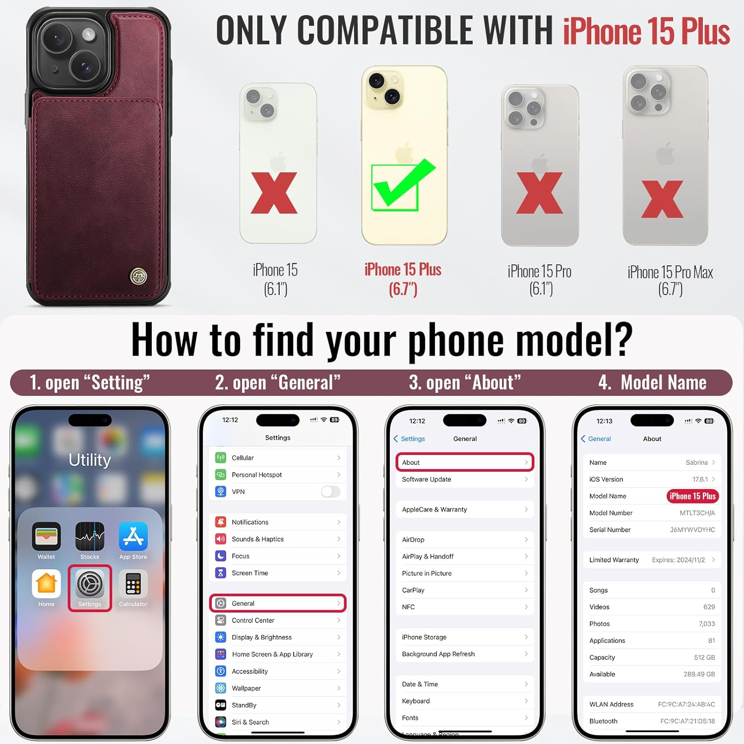 Vinich Apple iPhone 15 Plus - Burgundy