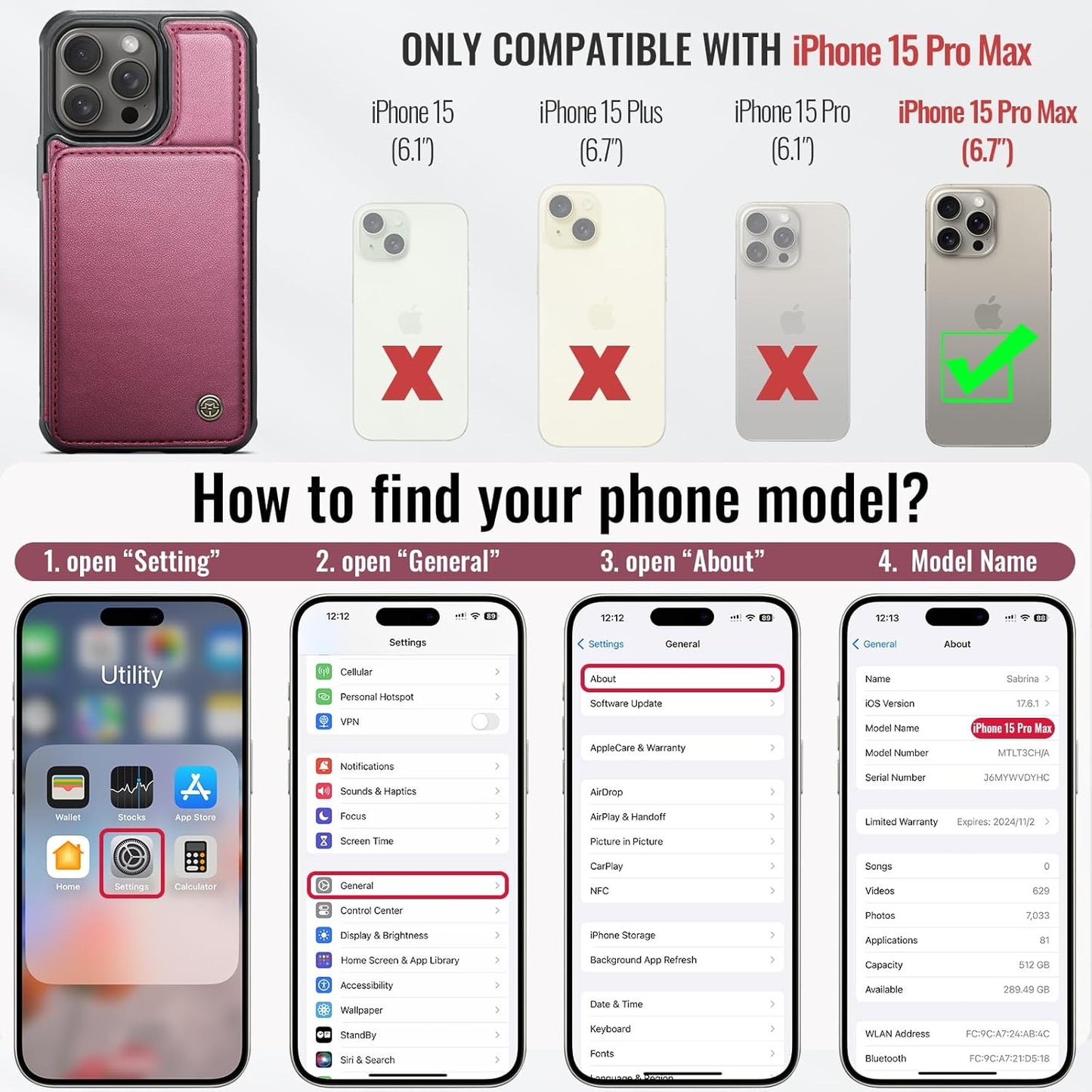 Vinich Apple iPhone 15 Pro Max - Wine Red