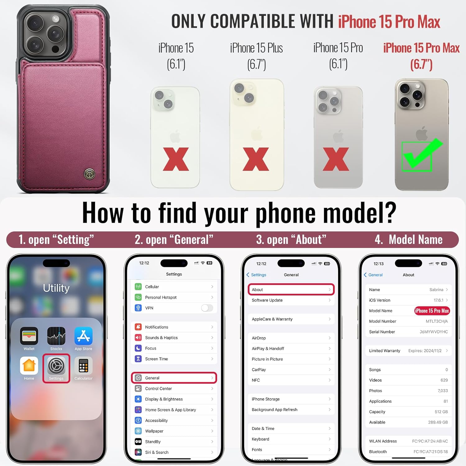 Vinich Apple iPhone 15 Pro Max - Wine Red