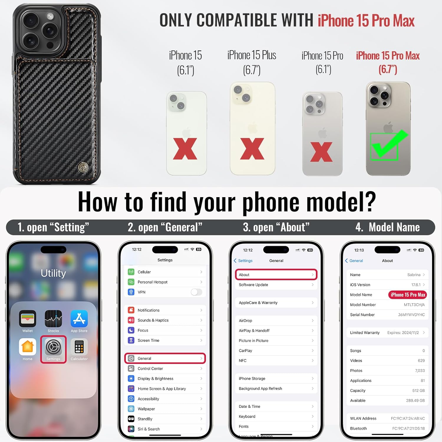 Vinich Apple iPhone 15 Pro Max - Carbon Black