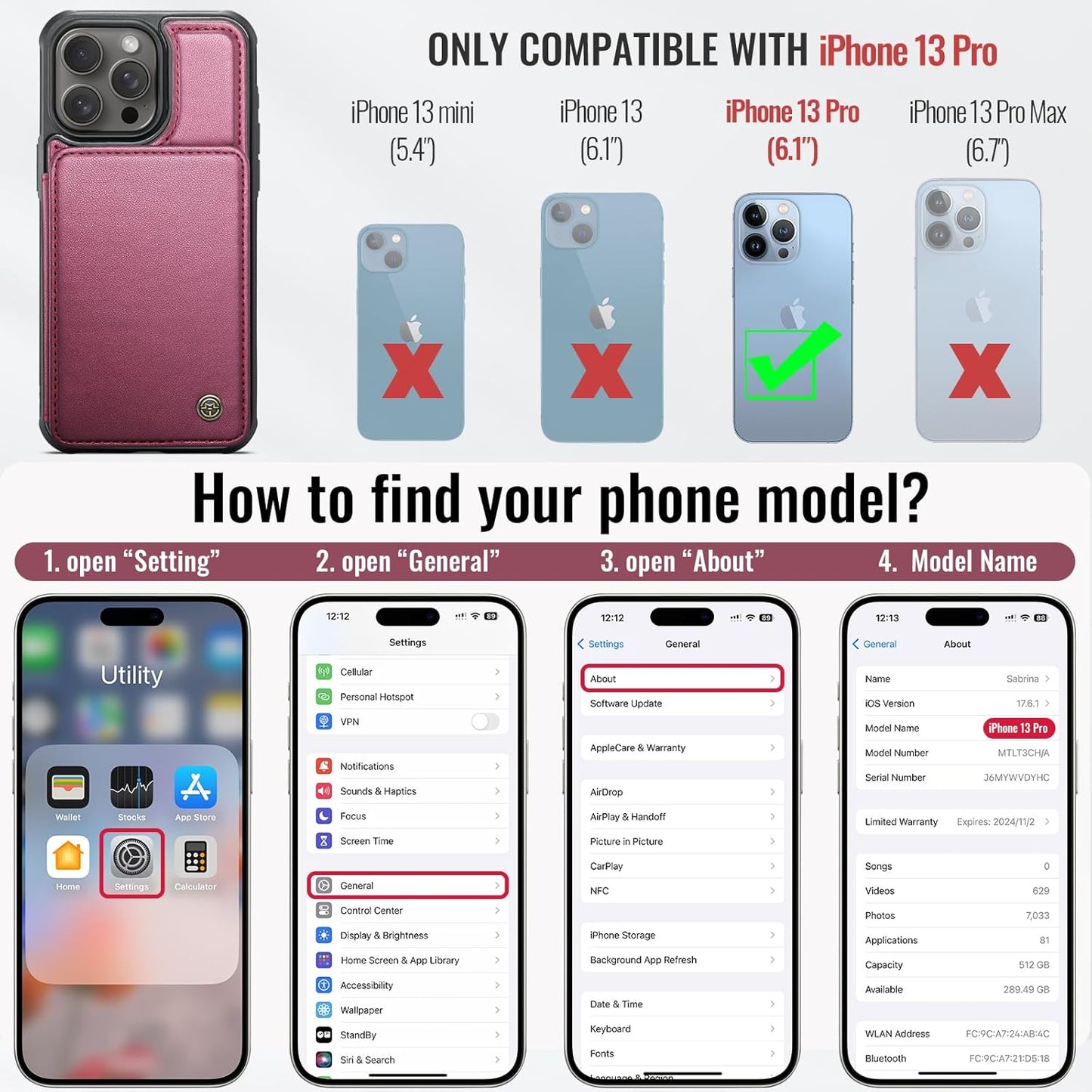 Vinich Apple iPhone 13 Pro - Wine Red