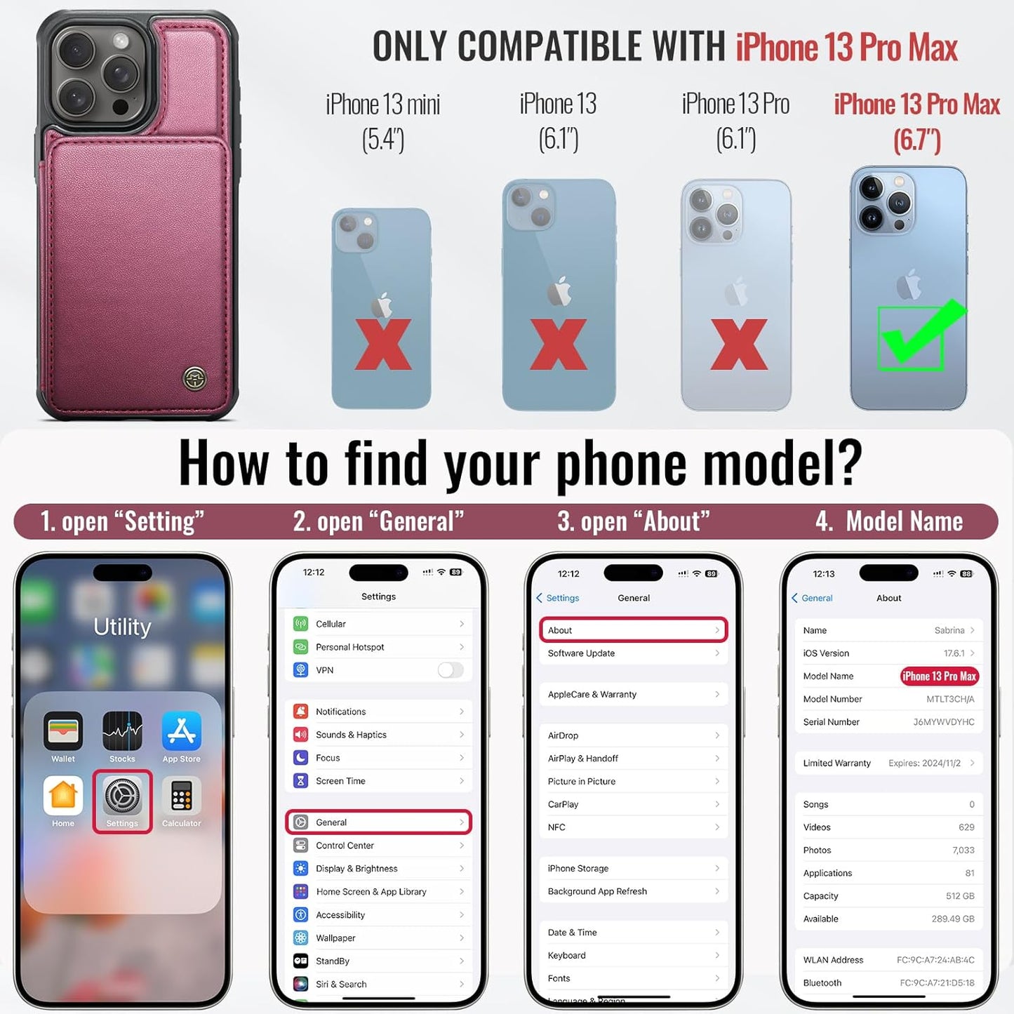 Vinich Apple iPhone 13 Pro Max - Wine Red