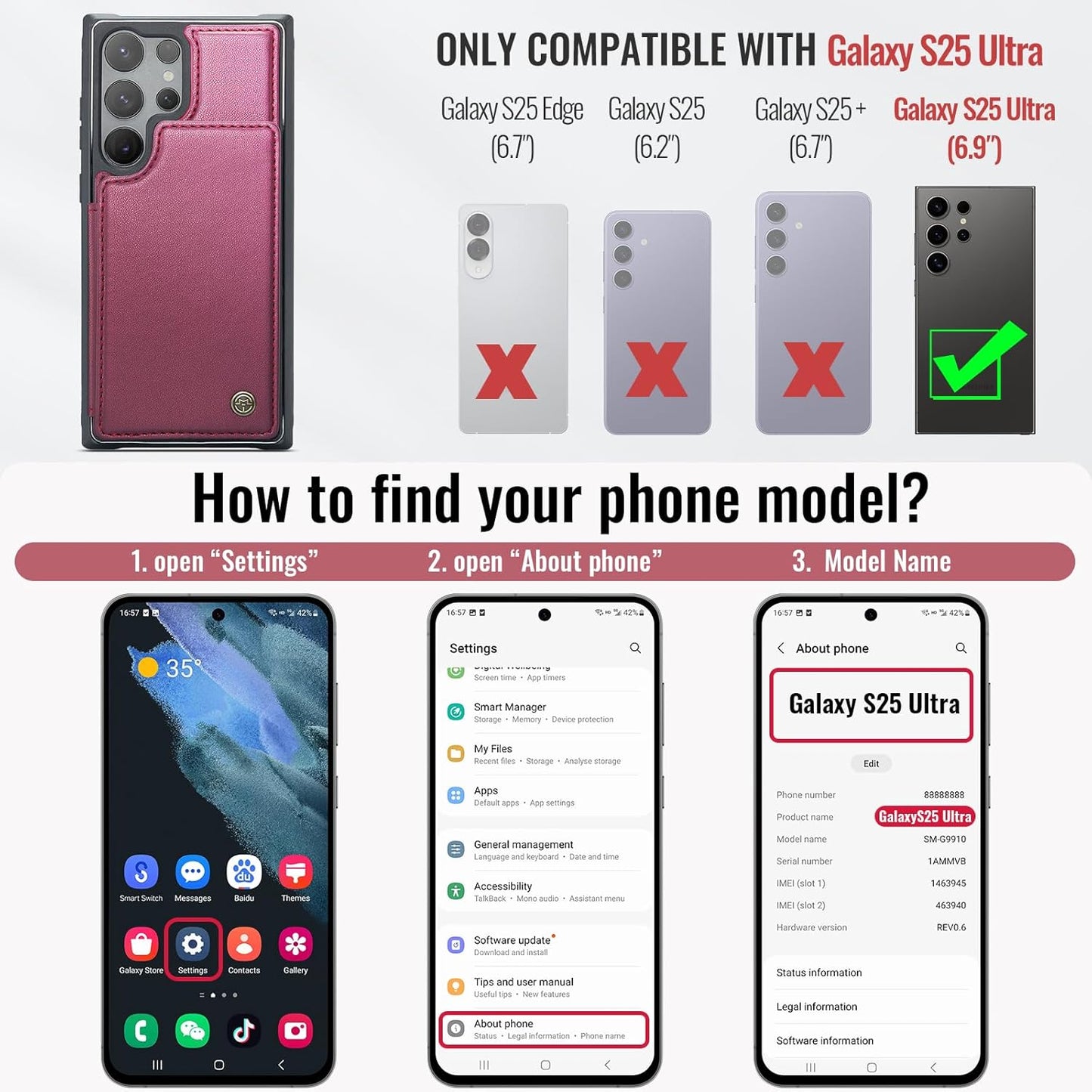 Vinich Samsung Galaxy S25 Ultra - Wine Red