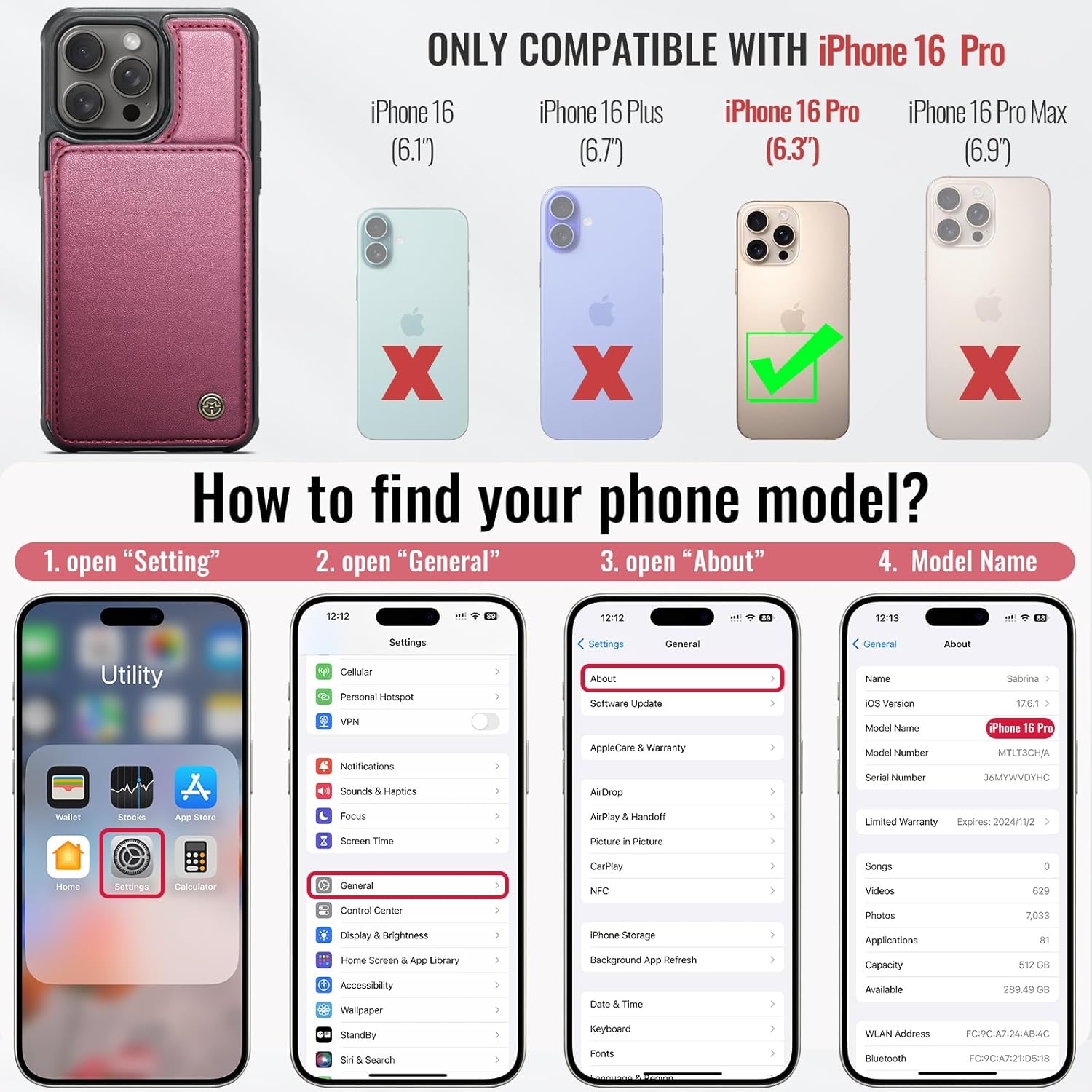 Vinich Apple iPhone 16 Pro - Wine Red