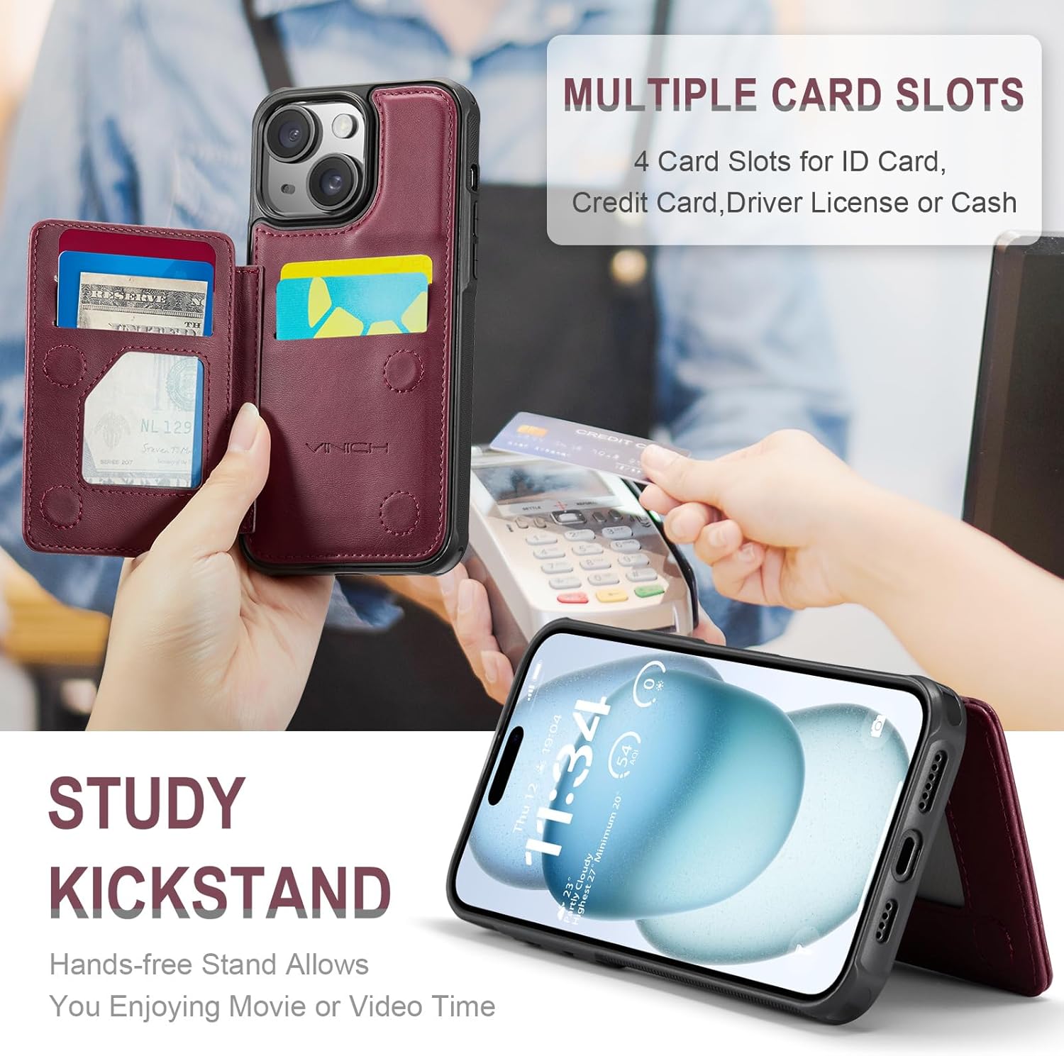Vinich Apple iPhone 15 Plus - Burgundy