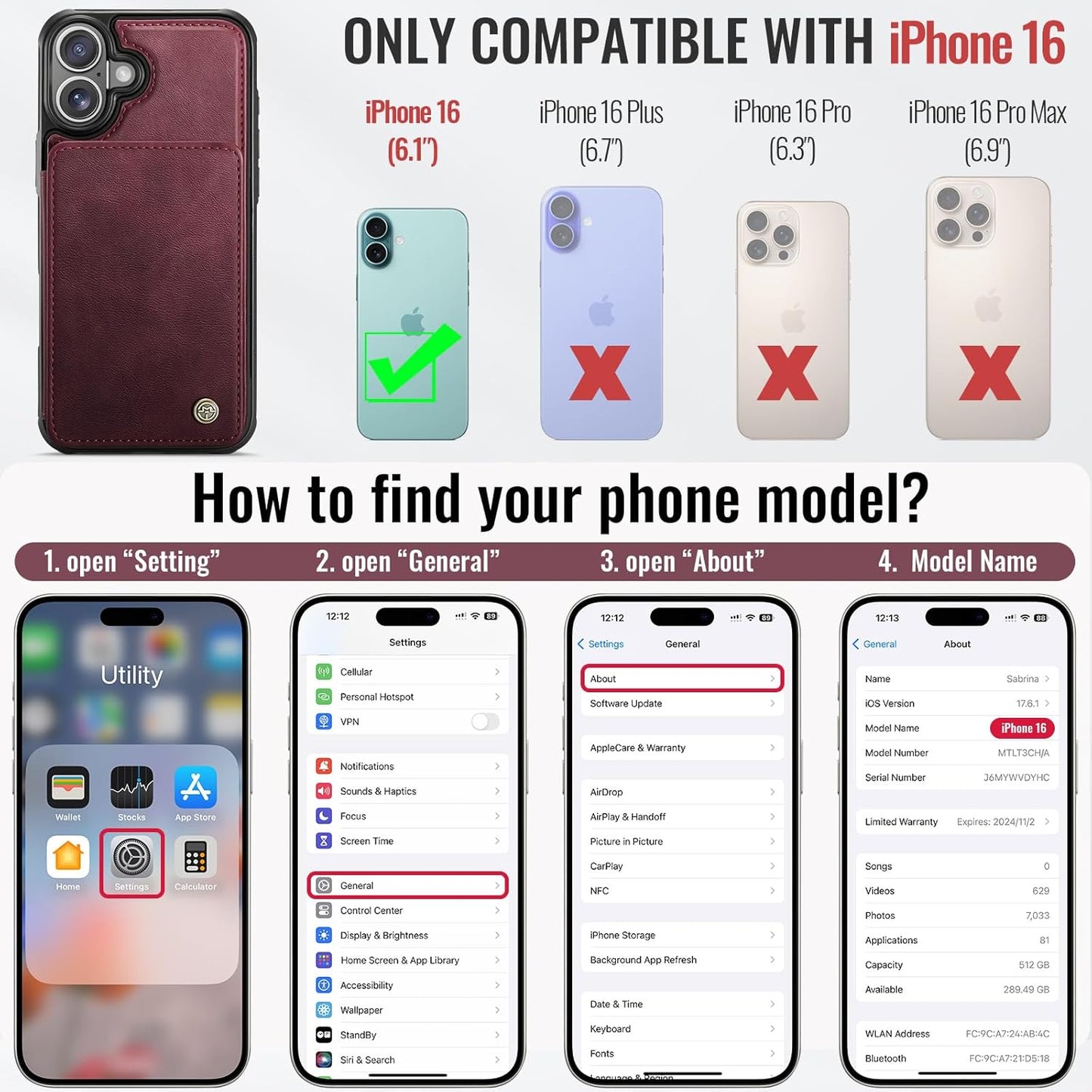 Vinich Apple iPhone 16 - Burgundy