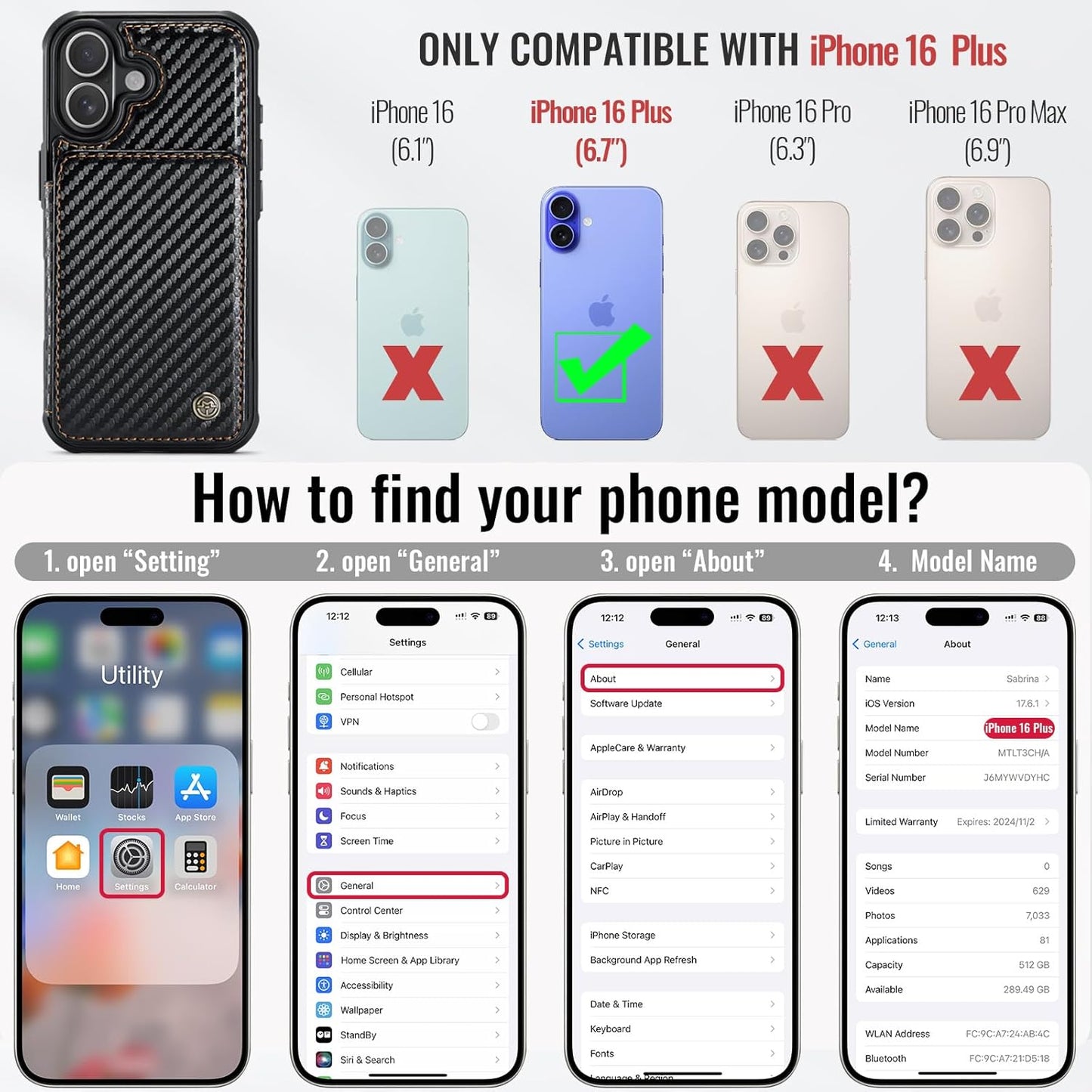 Vinich Apple iPhone 16 Plus - Carbon Black