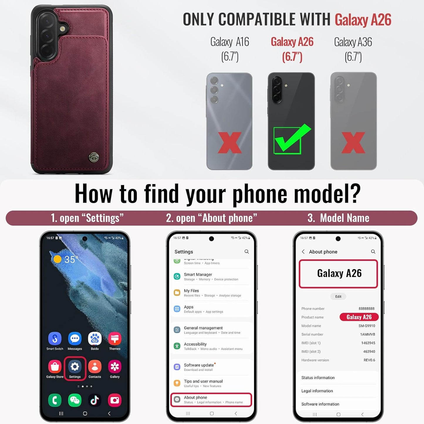 Vinich Samsung Galaxy A26 - Burgundy