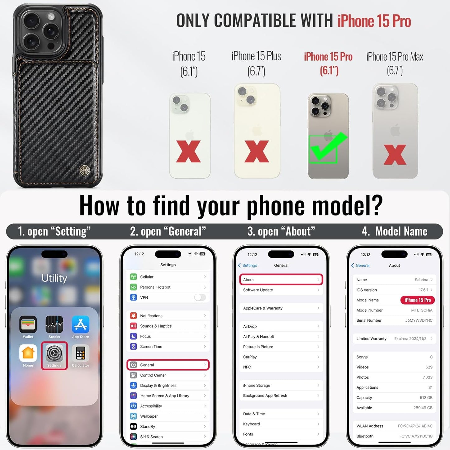 Vinich Apple iPhone 15 Pro - Carbon Black