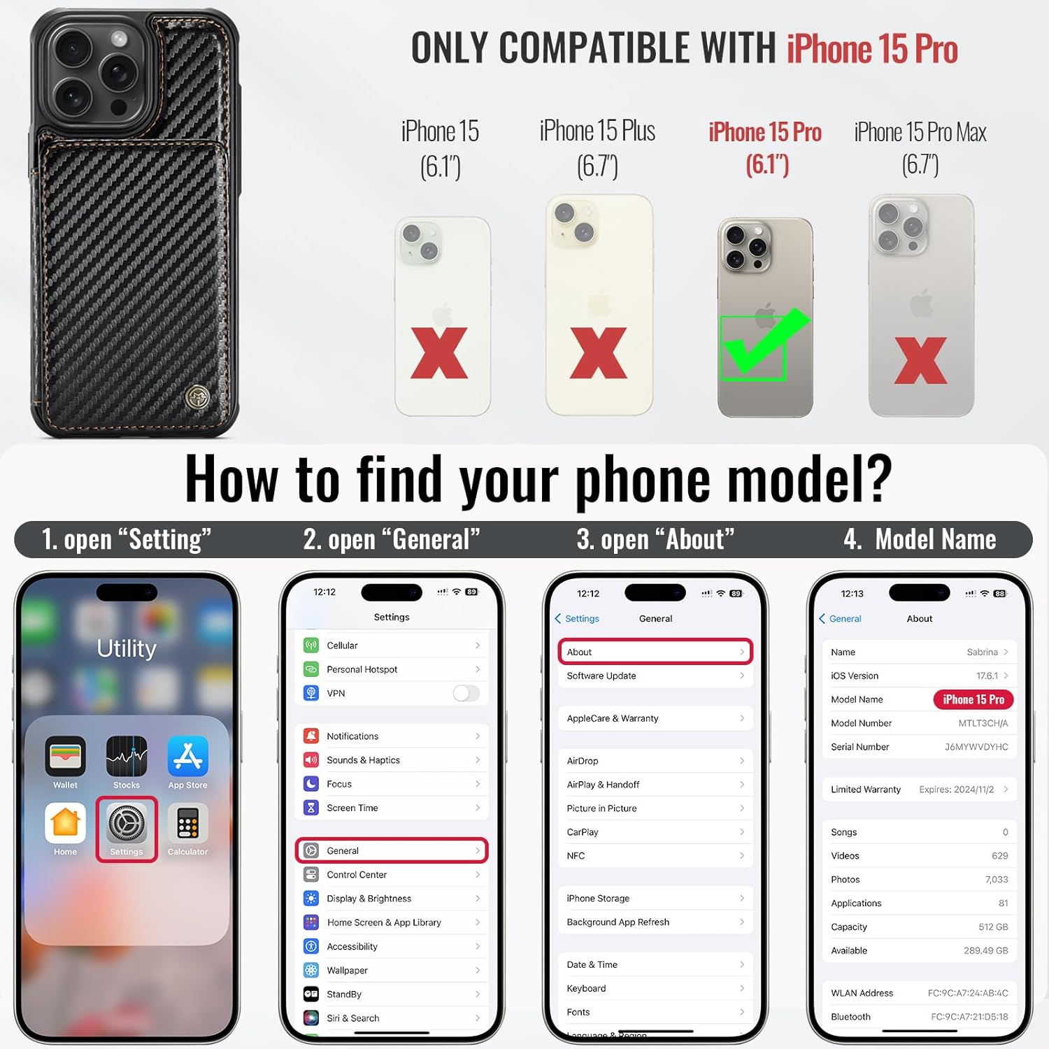 Vinich Apple iPhone 15 Pro - Carbon Black