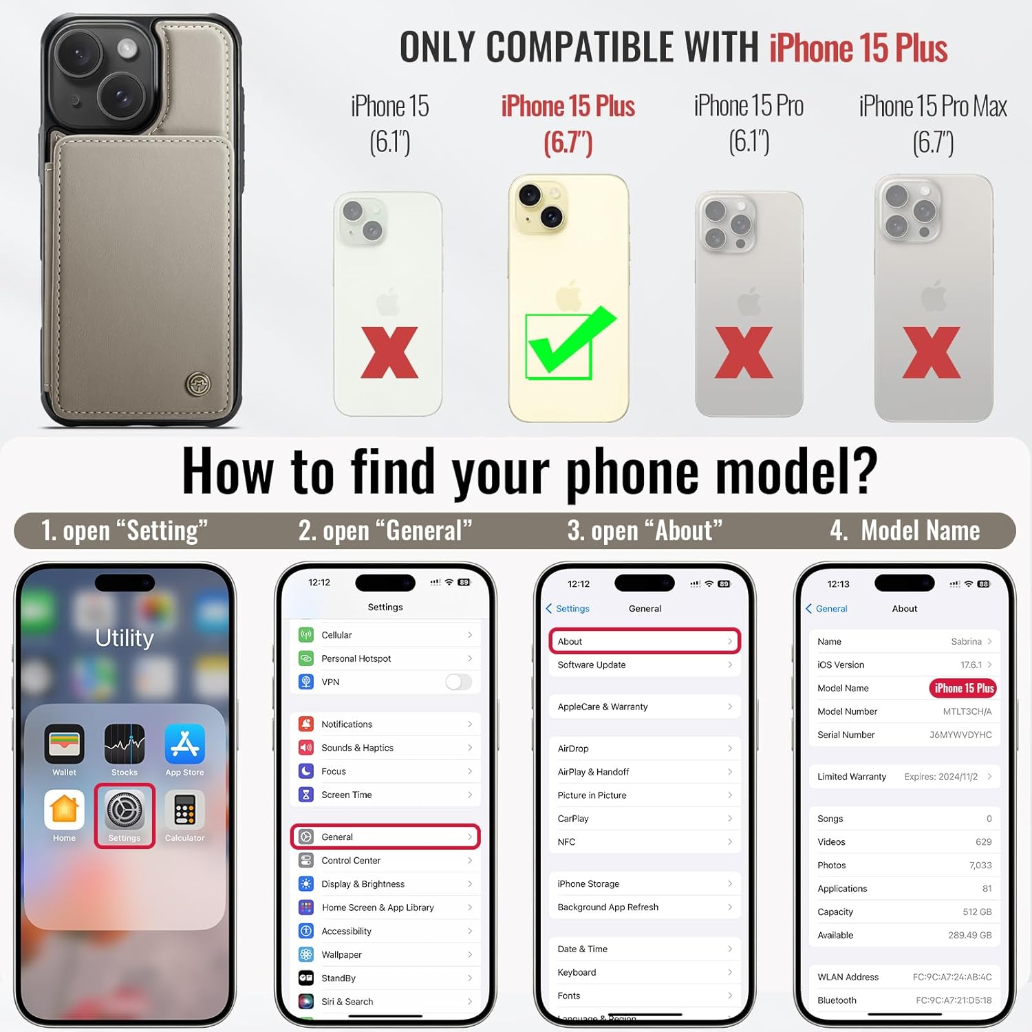 Vinich Apple iPhone 15 Plus - Gray