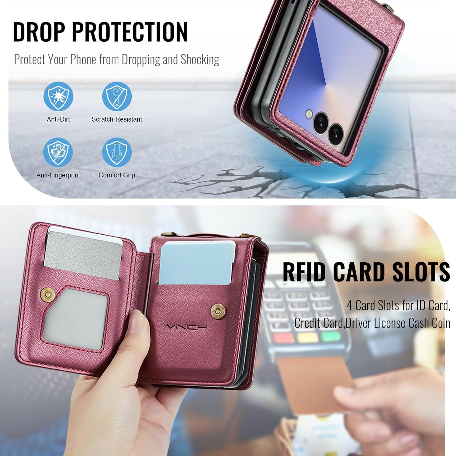 Vinich Samsung Galaxy Z Flip 7 - Wine Red