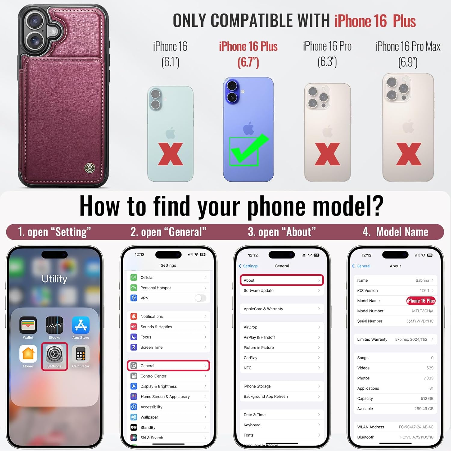 Vinich Apple iPhone 16 Plus - Wine Red