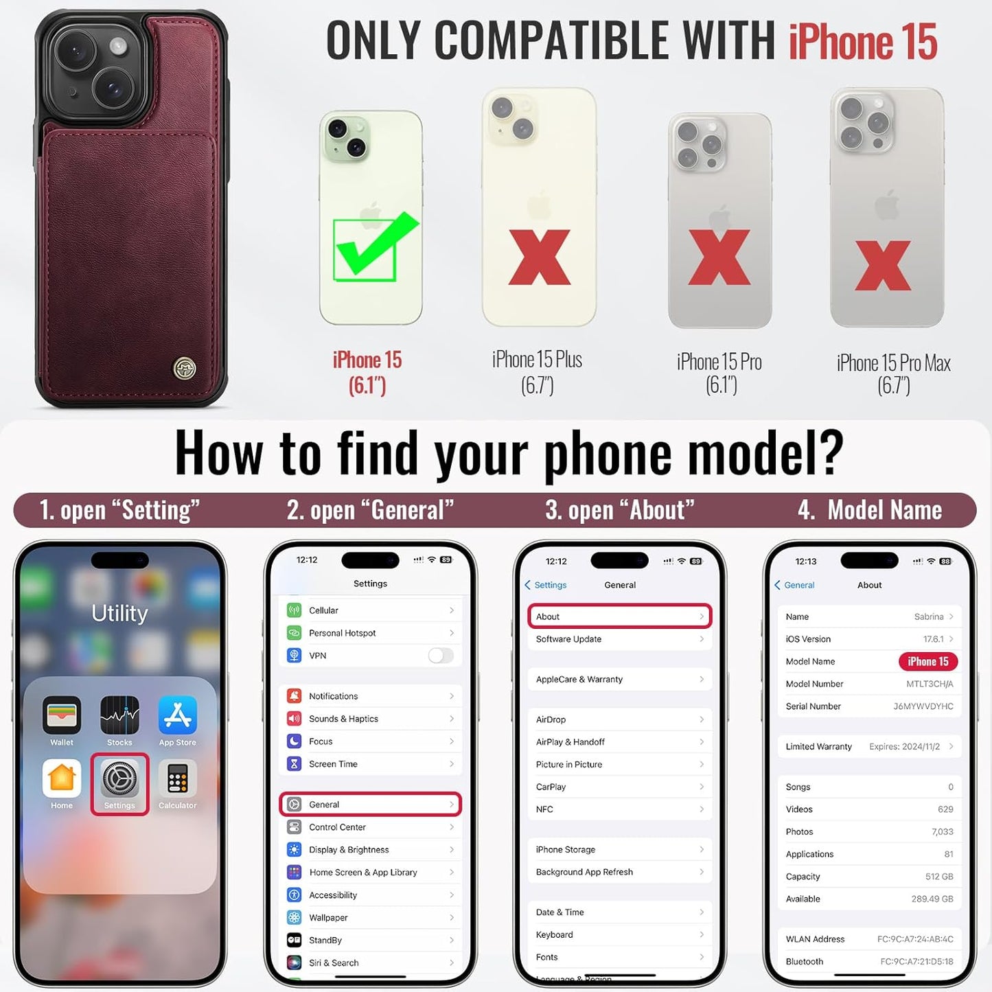 Vinich Apple iPhone 15 - Burgundy