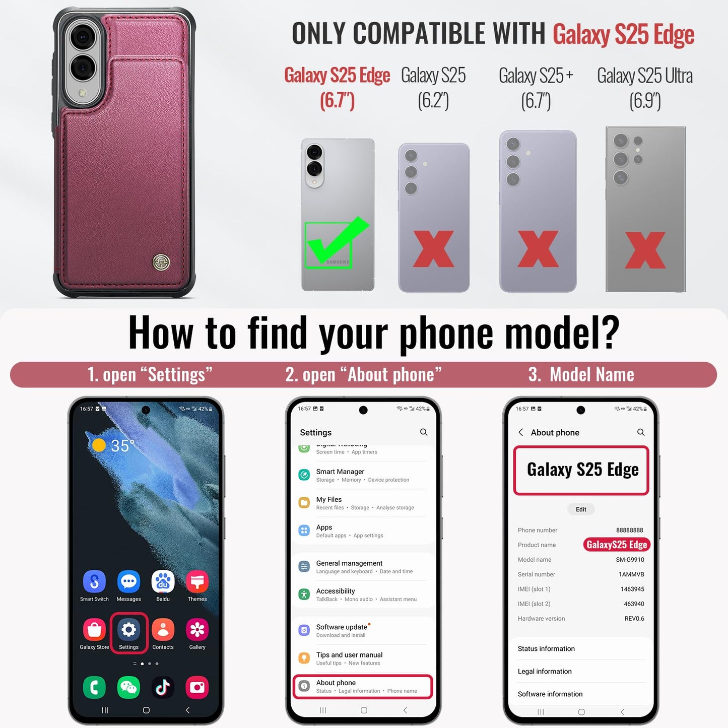 Samsung Galaxy S25 Edge - Wine Red