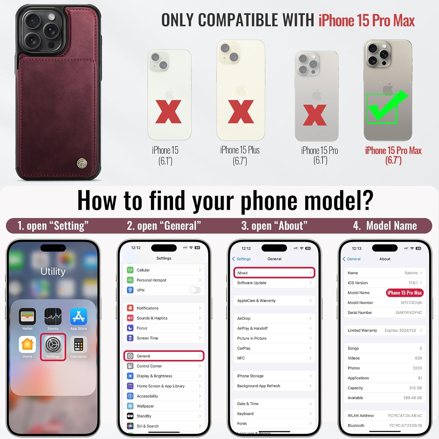 Vinich Apple iPhone 15 Pro Max - Burgundy