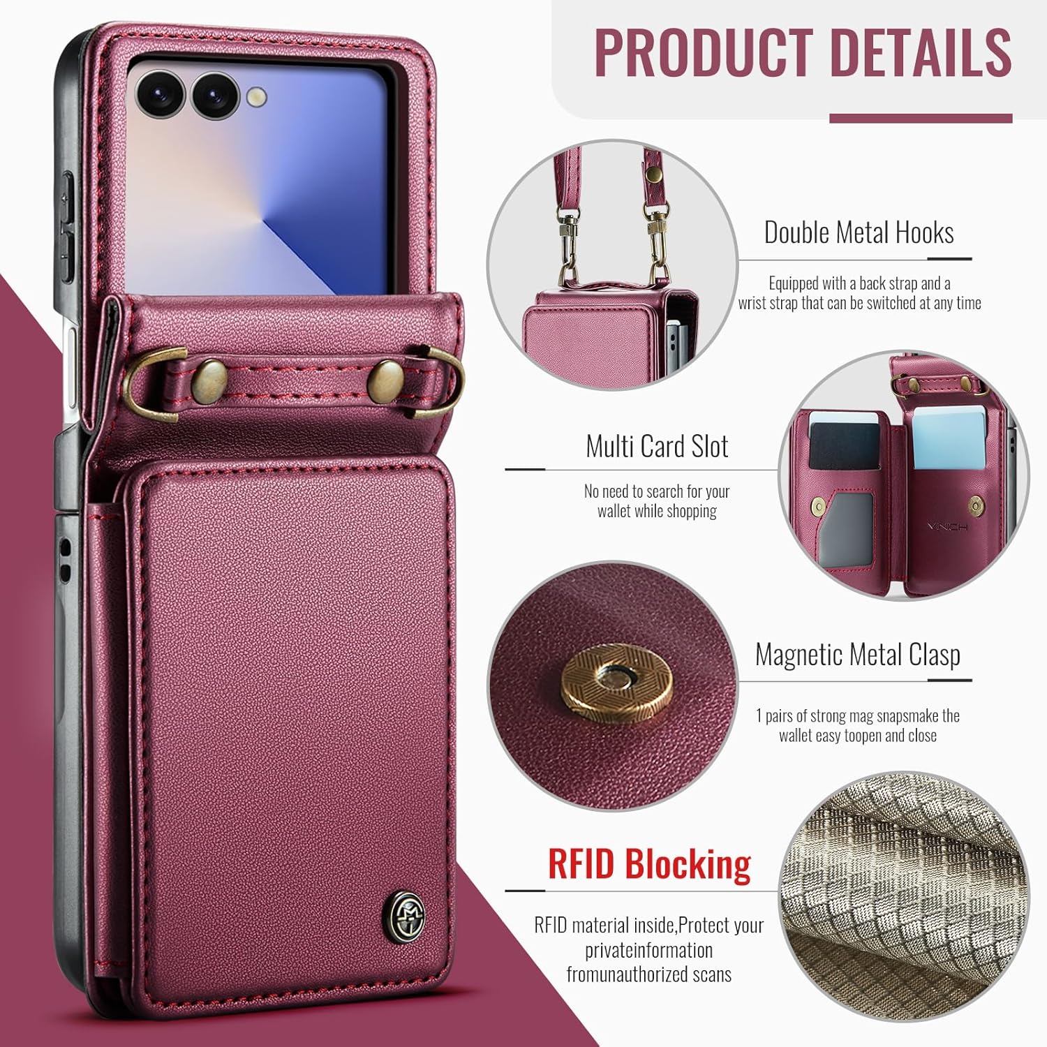 Vinich Samsung Galaxy Z Flip 7 - Wine Red