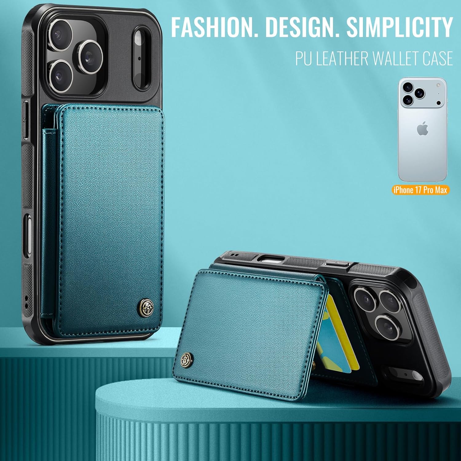 iPhone 17 Pro Max Wallet Case – RFID · MagSafe · PU Leather | Vinich