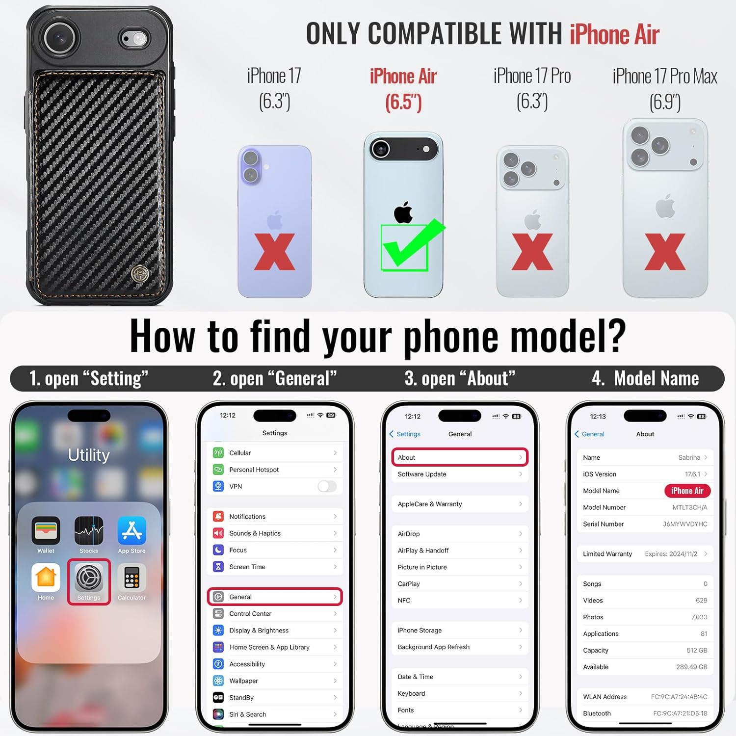 Vinich Apple iPhone 17 Air - Carbon Black