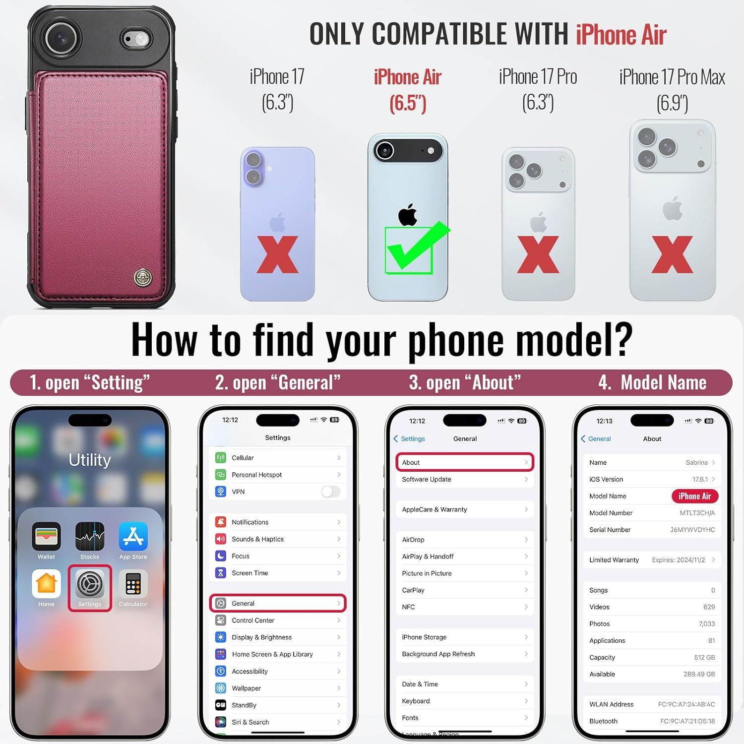 Vinich Apple iPhone 17 Air - Wine Red